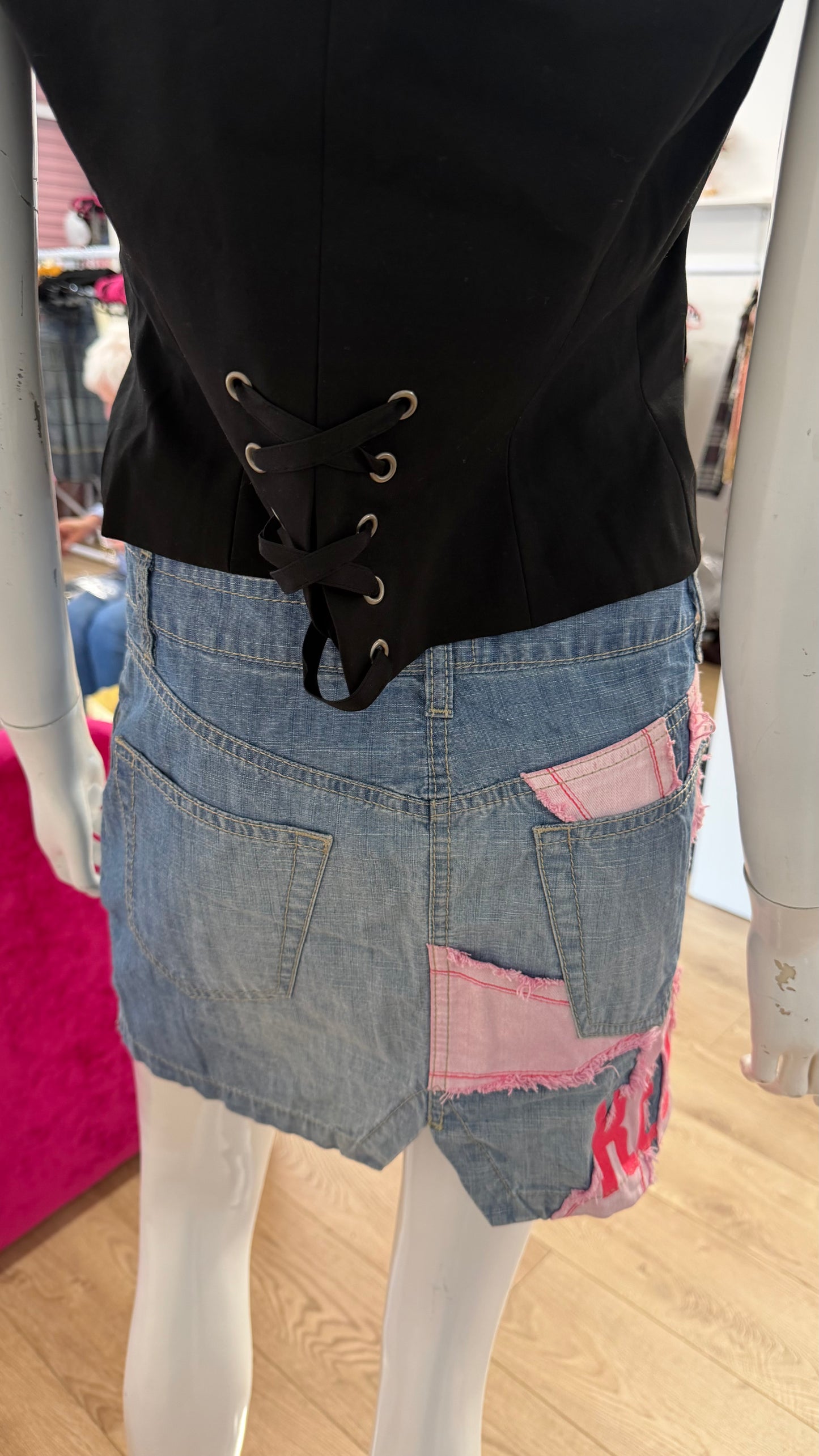 201 denim mini skirt