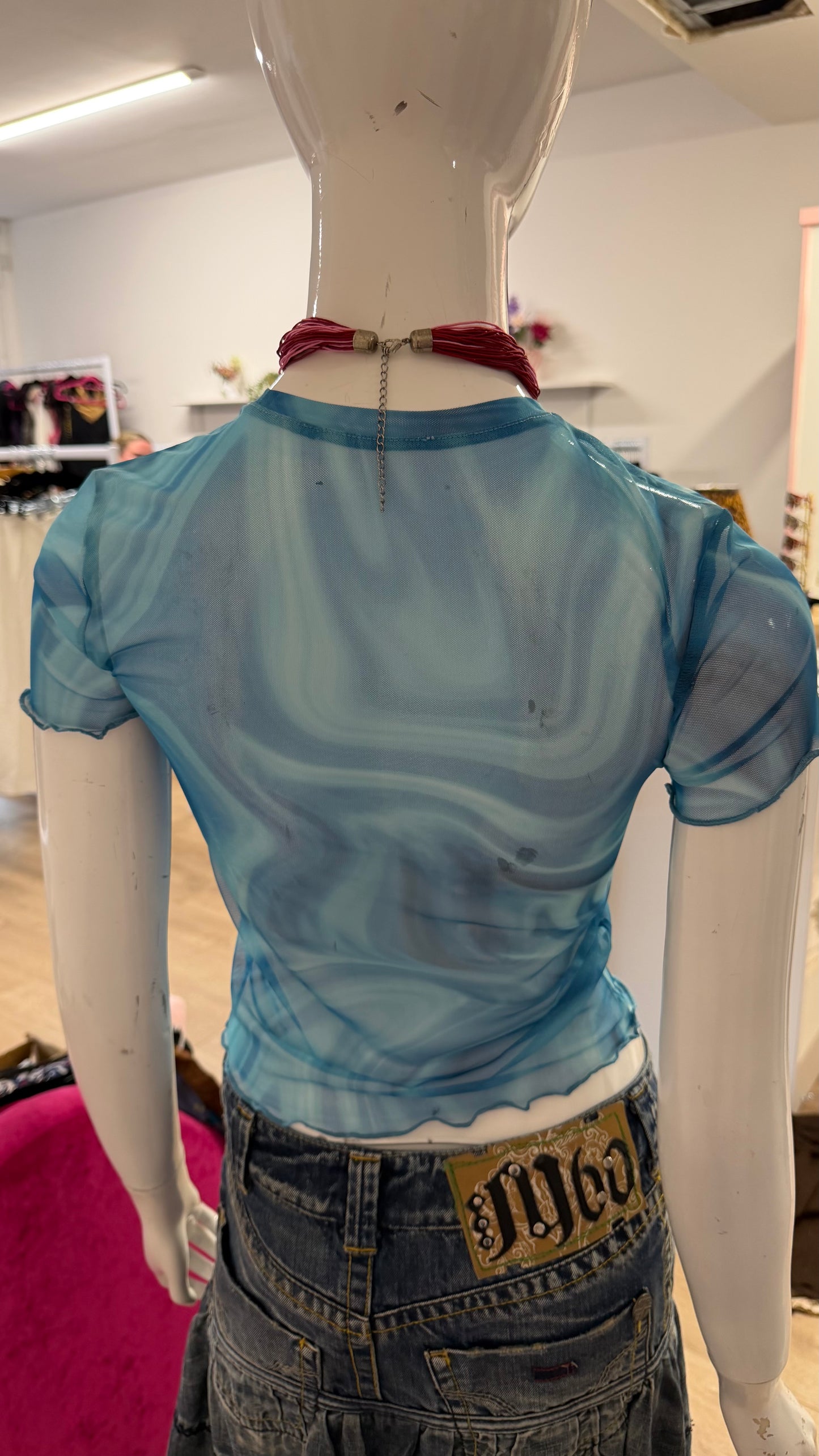 91 Blue swirl sheer top