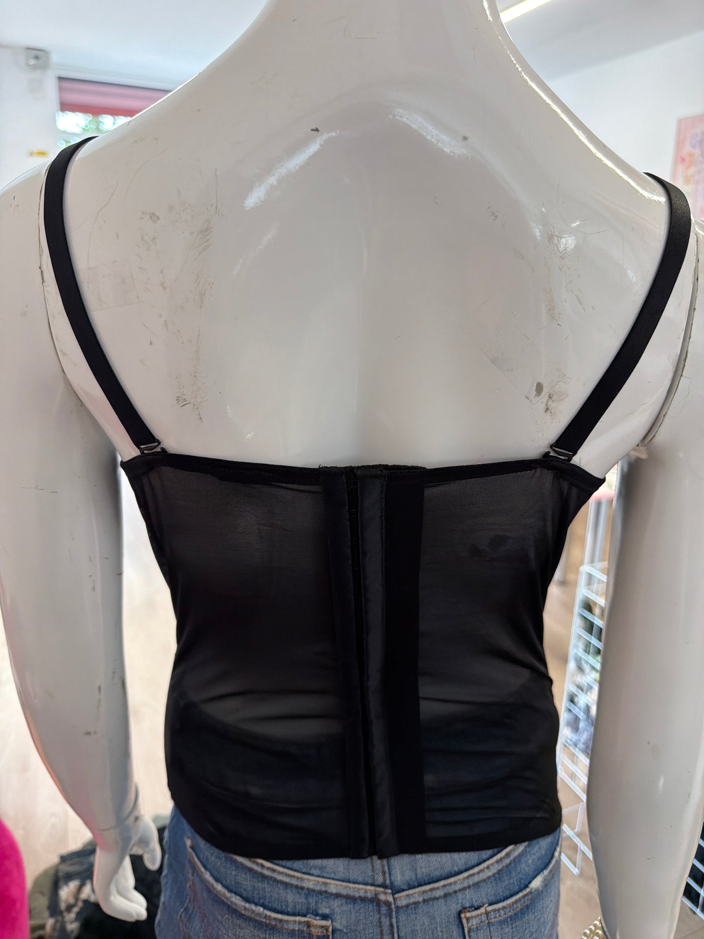 528 Black cami corset top