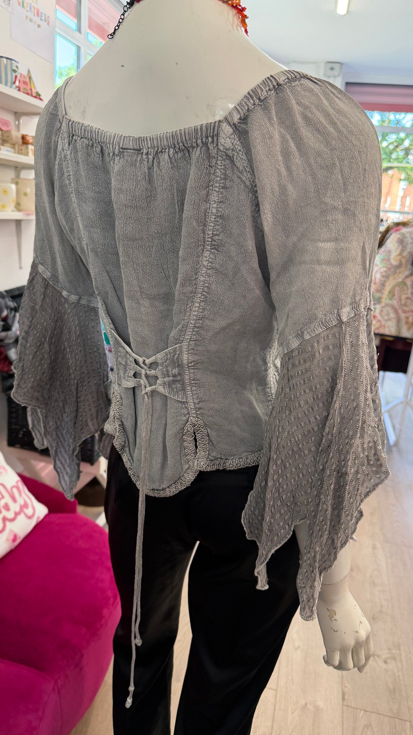 380 Grey button up shirt free size
