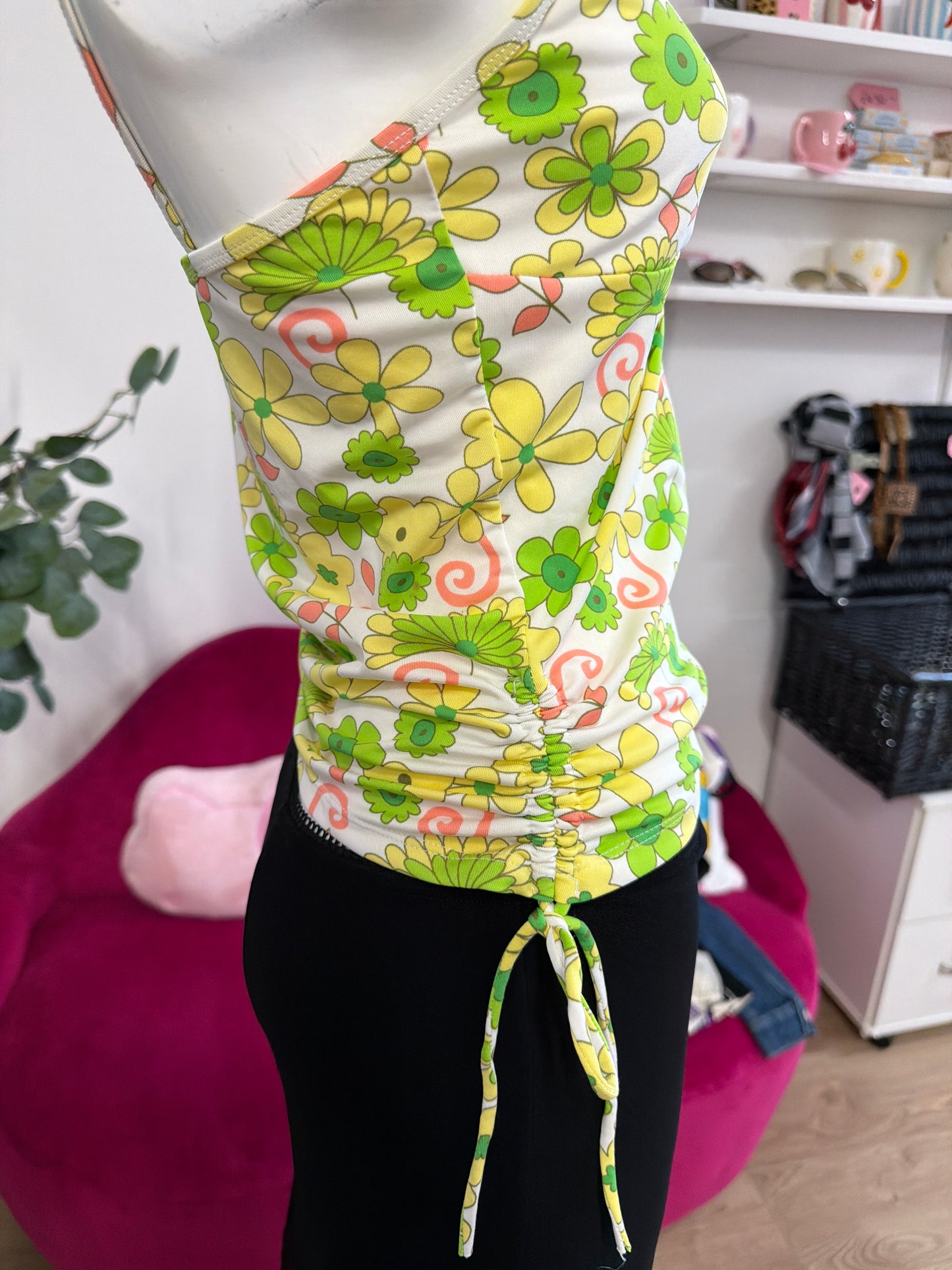 471 Green cami top side tie