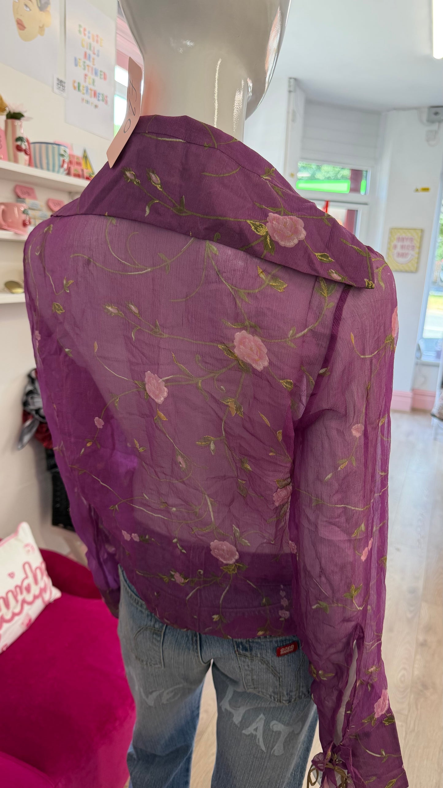 357 meshed lilac floral shirt