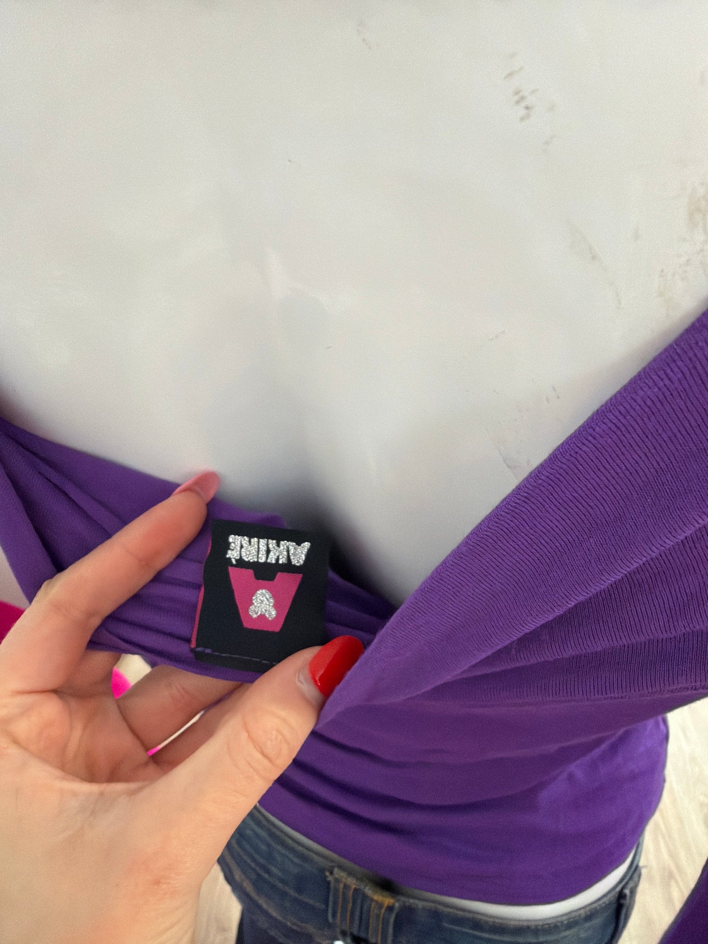 480 Purple v neck long sleeve top