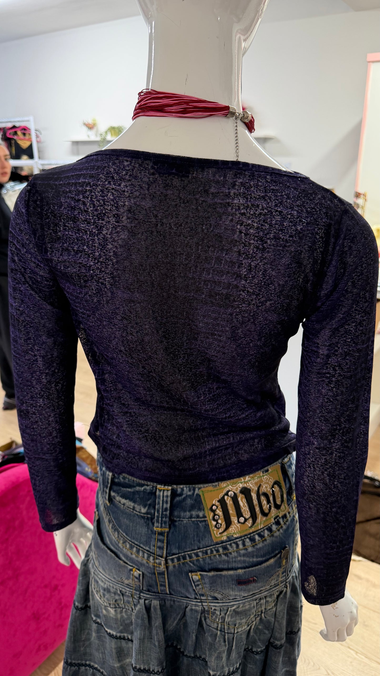 89 purple sheer top