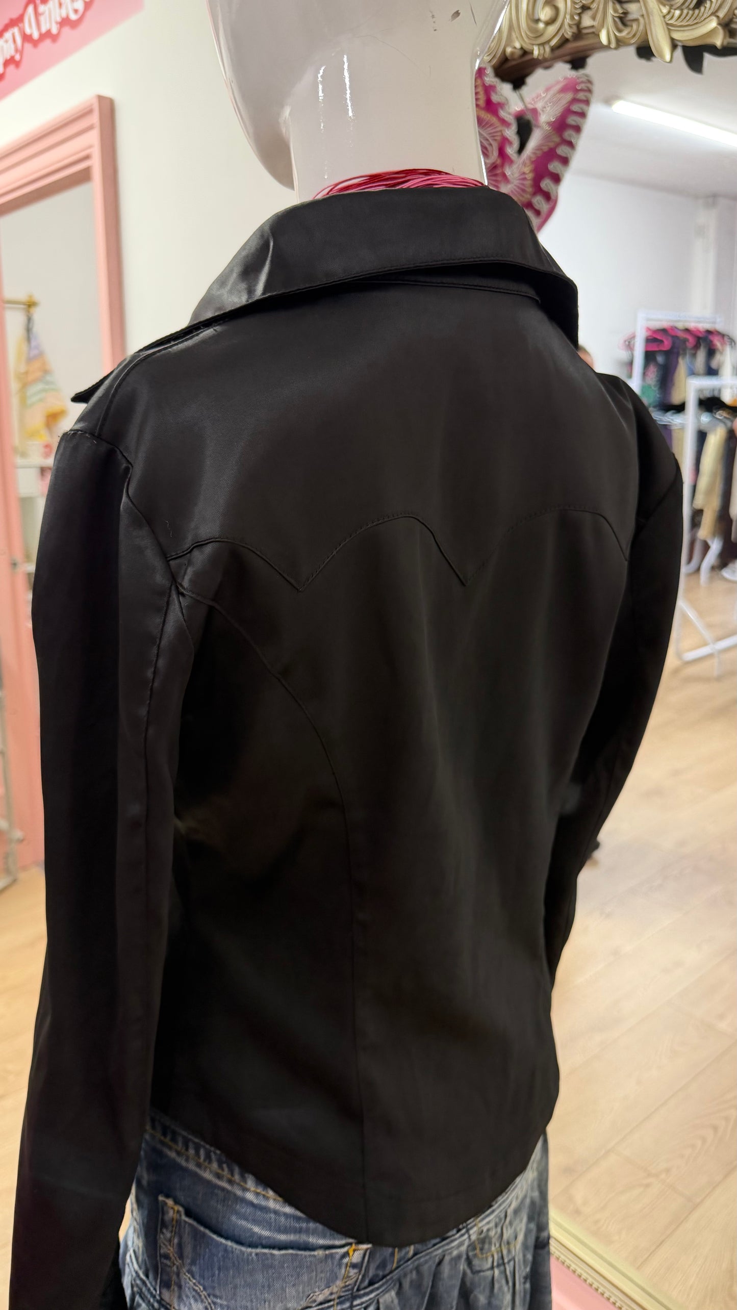 130 Black satin shirt