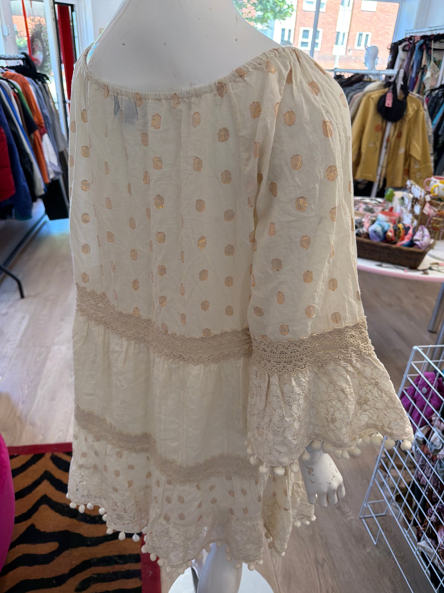 631 Cream boho dress Size XL