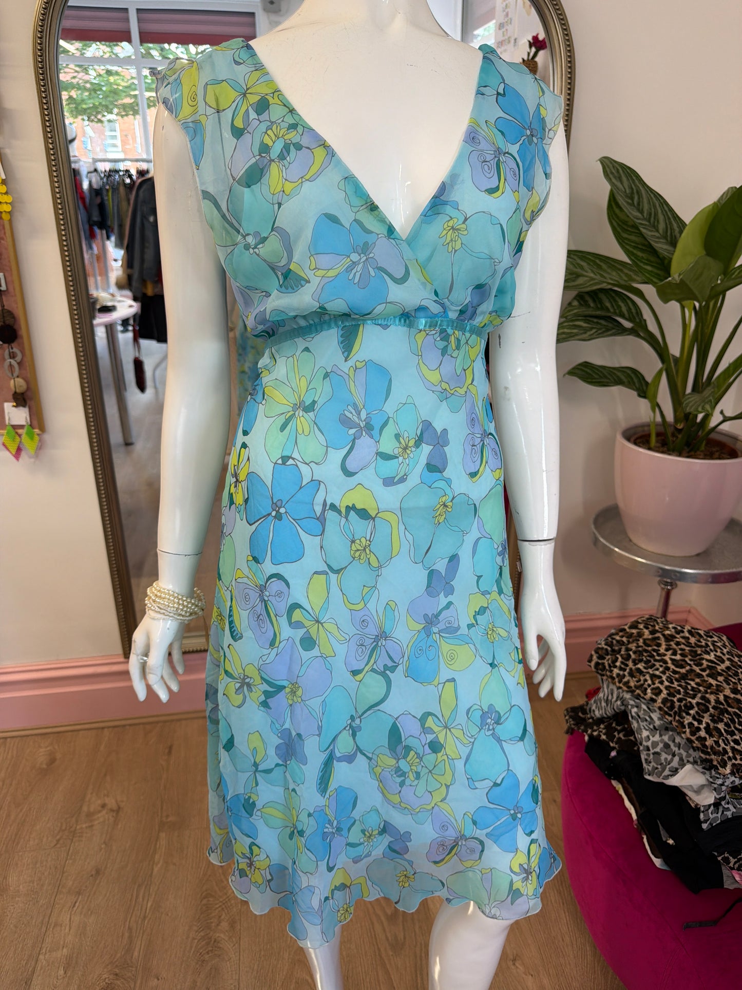 521 Blue mesh floral dress