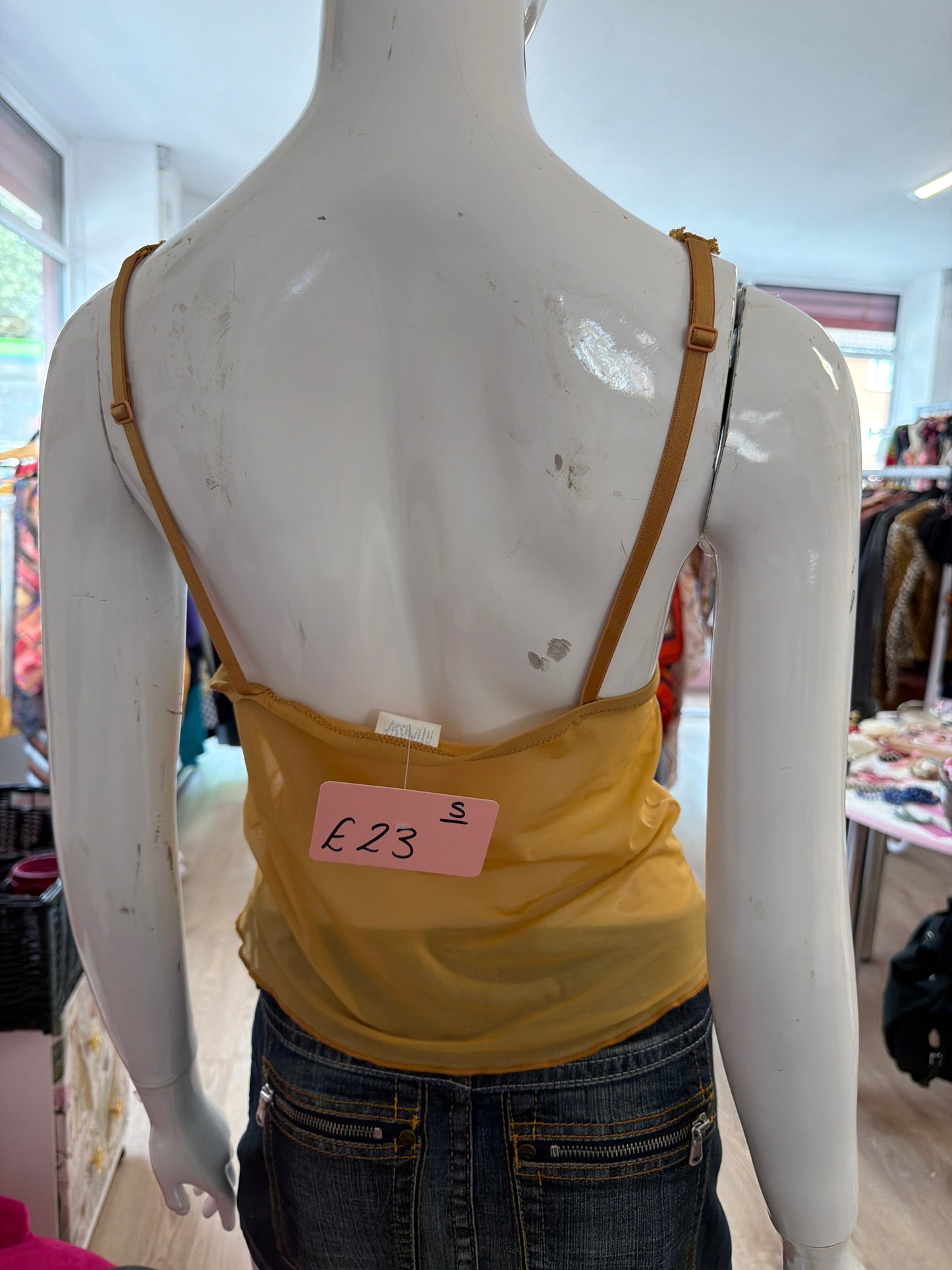 647 Gold cami top lace bra Size Small