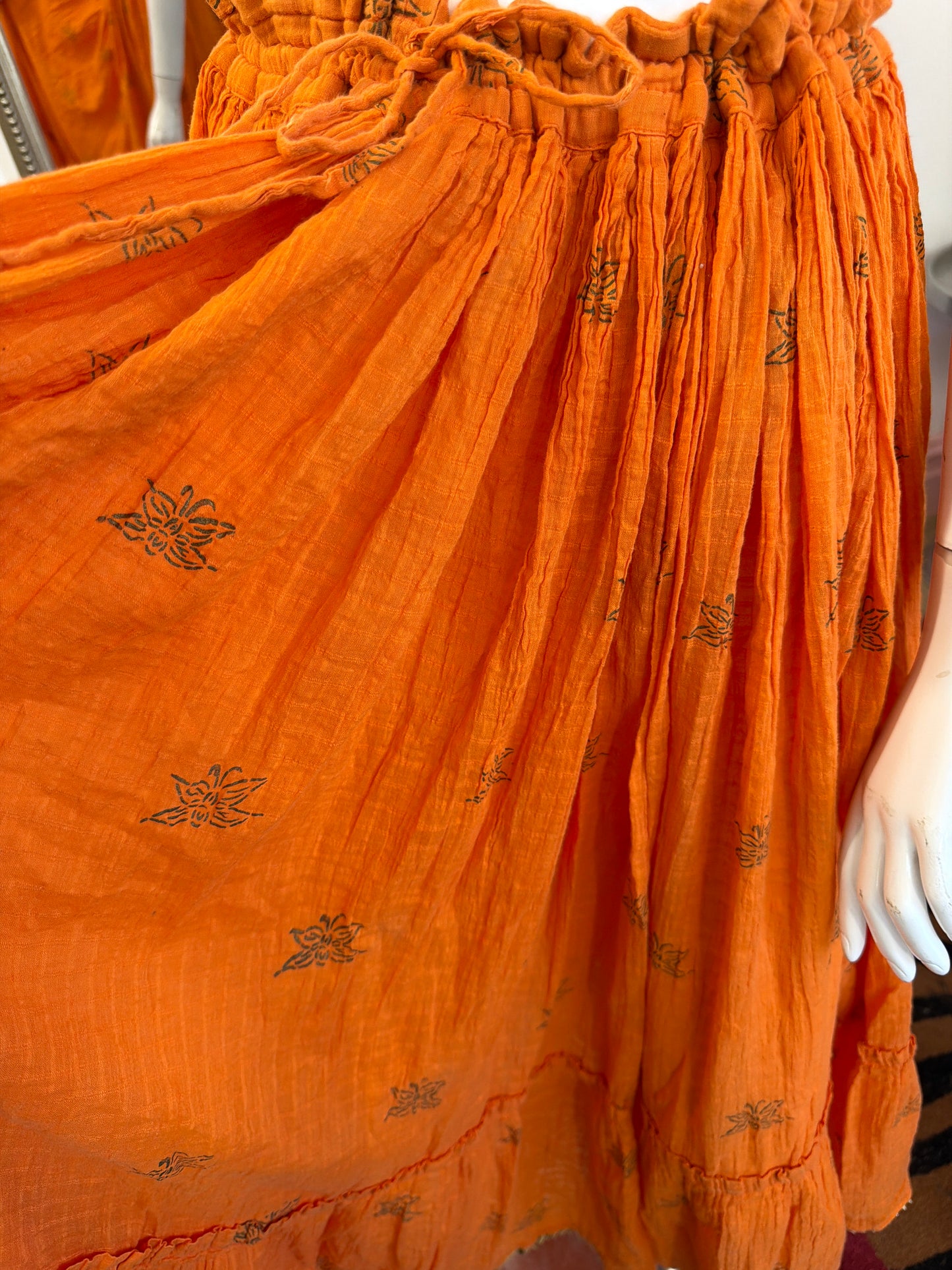 637 Orange skirt free size up to UK 24