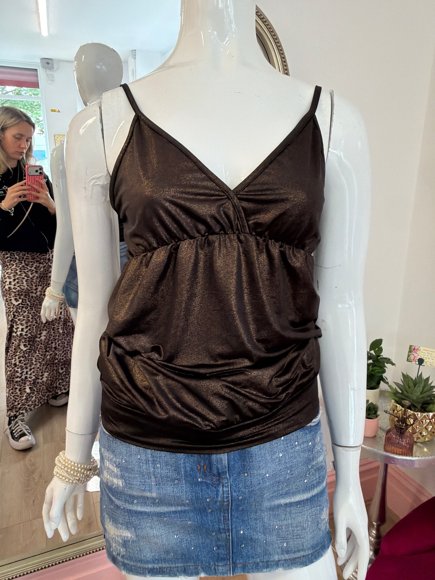 530 Brown metallic cami top