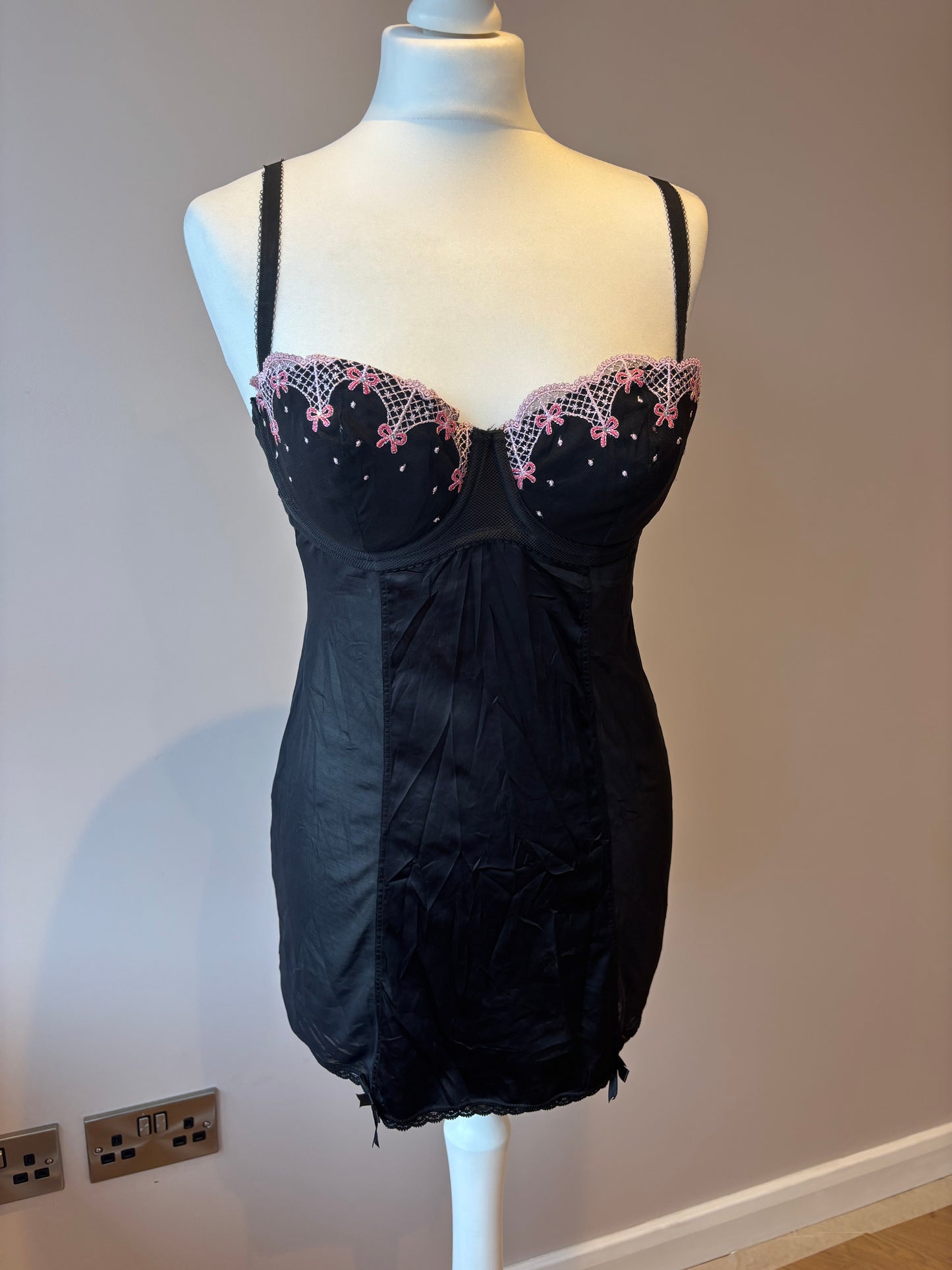 Black and pink bow babydoll top
