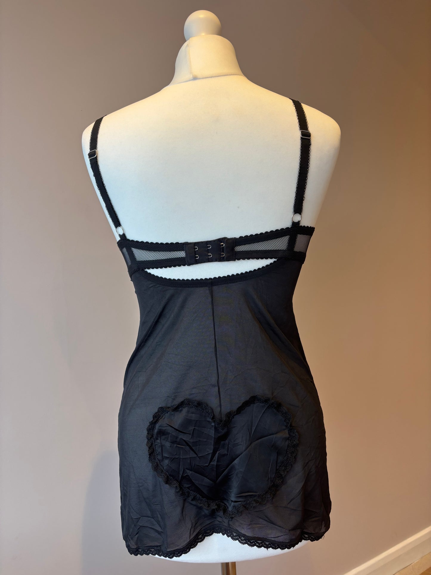 Black and pink bow babydoll top