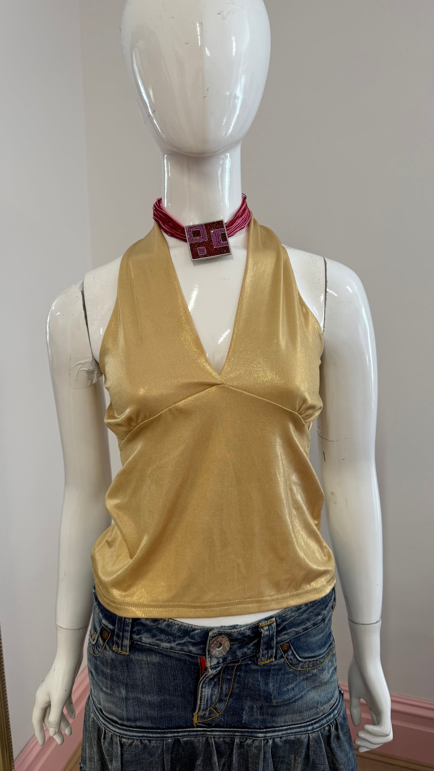75 gold halter neck