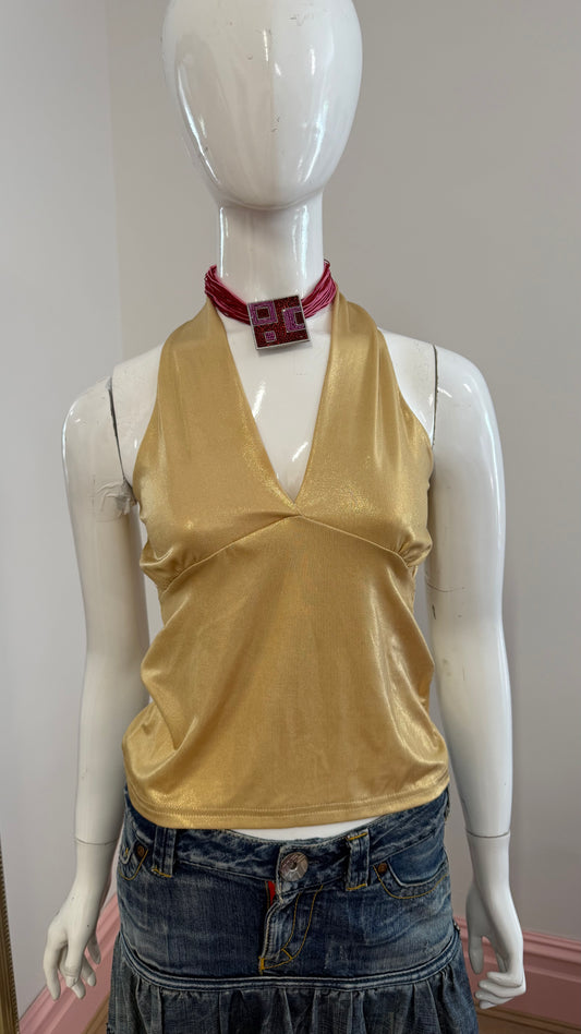 75 gold halter neck
