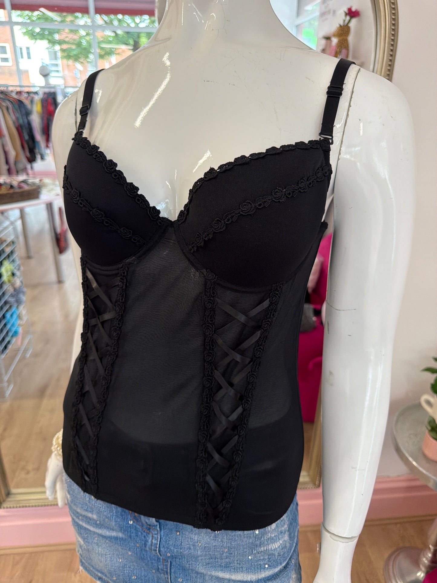 528 Black cami corset top
