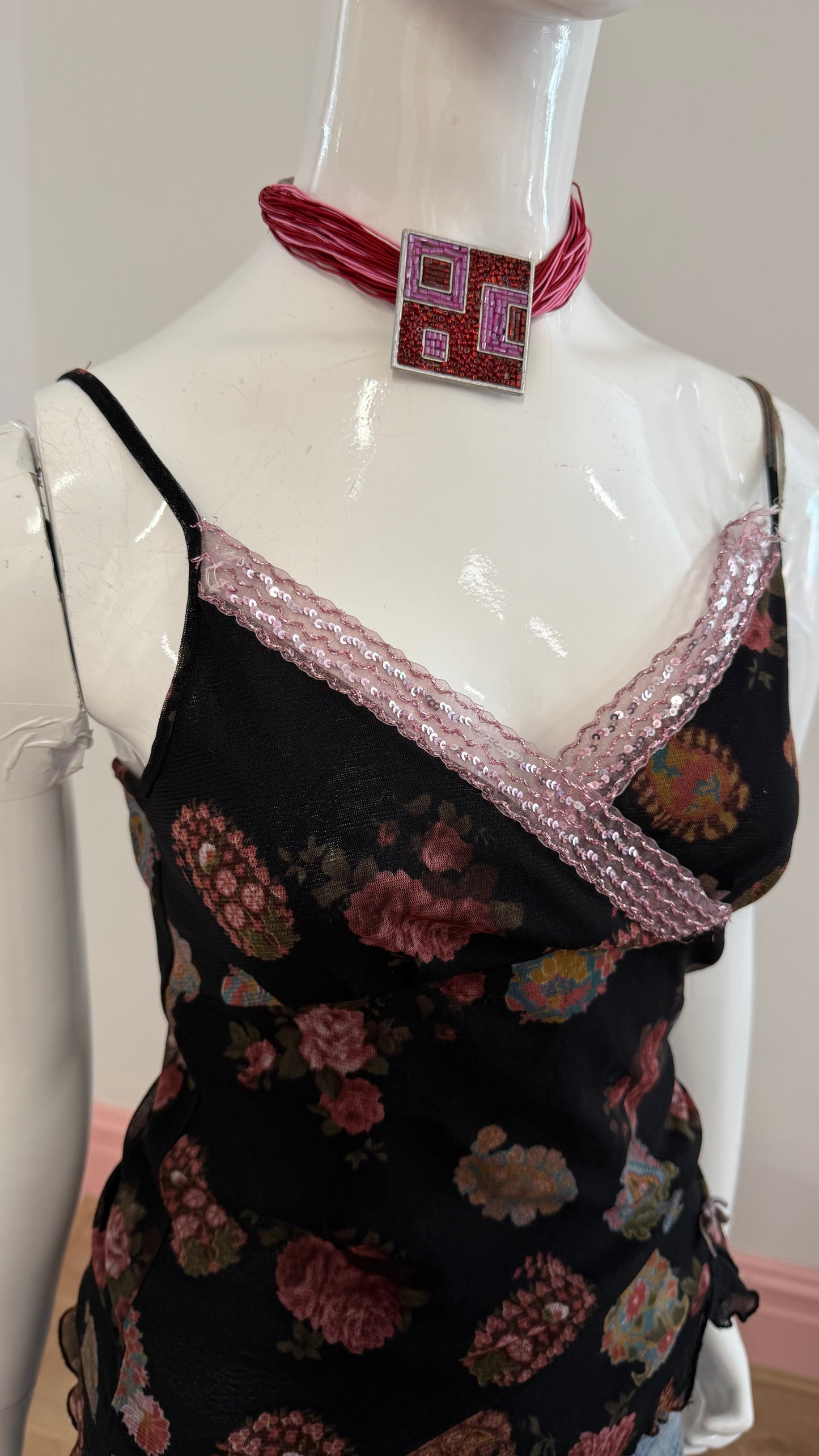78 black floral cami
