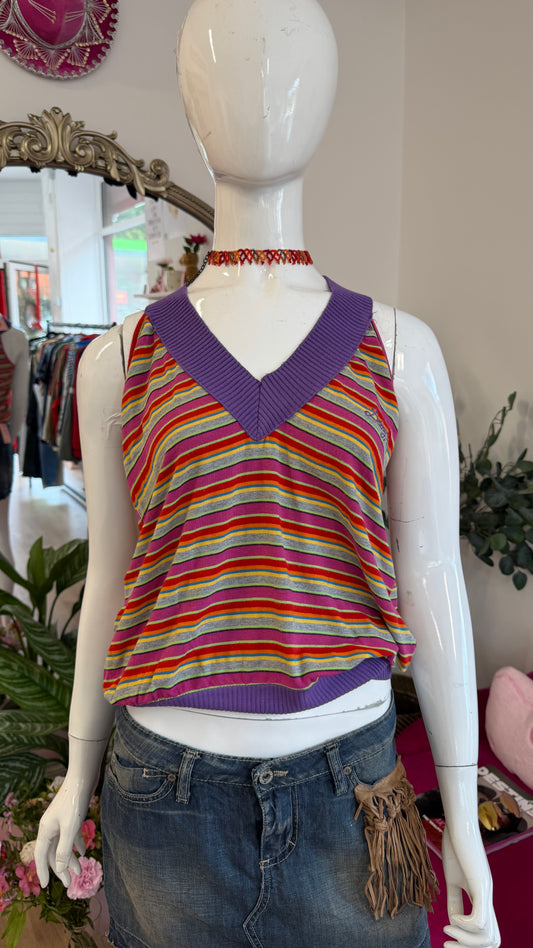 321 Denny Rose multi coloured v neck top