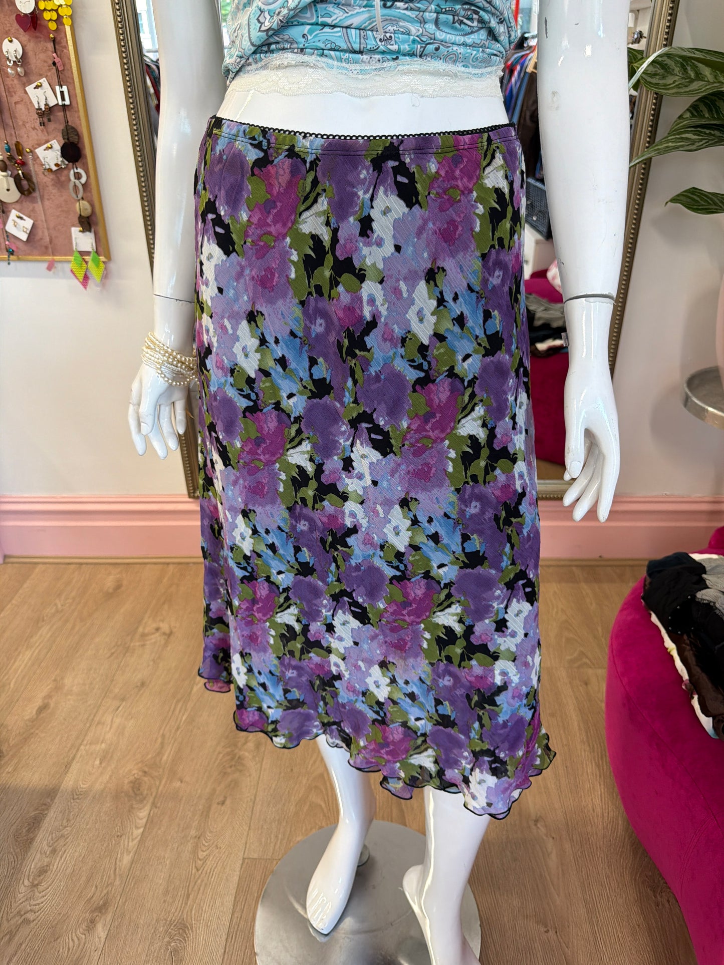 505 purple floral skirt