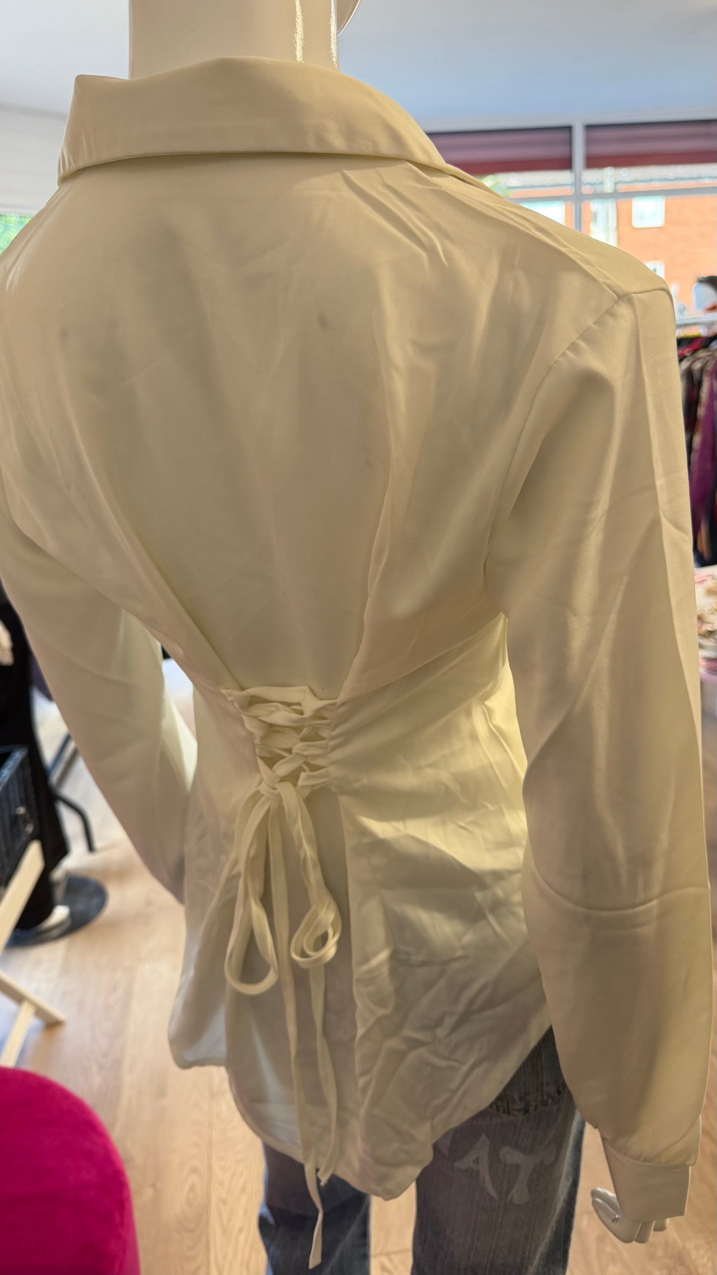 359 White shirt with corset tie back