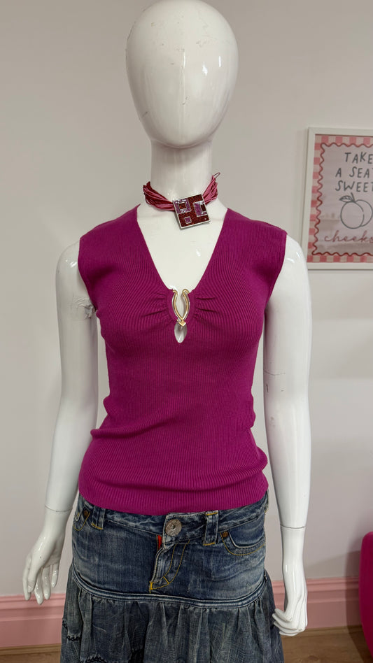147 purple knit vest