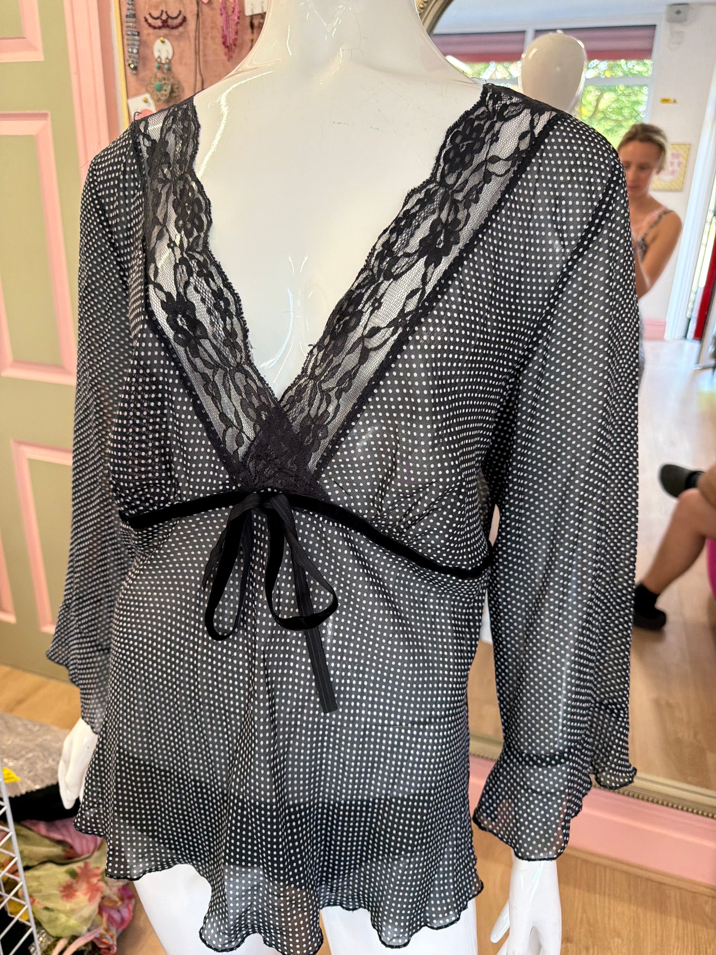 501 Polka dot mesh top