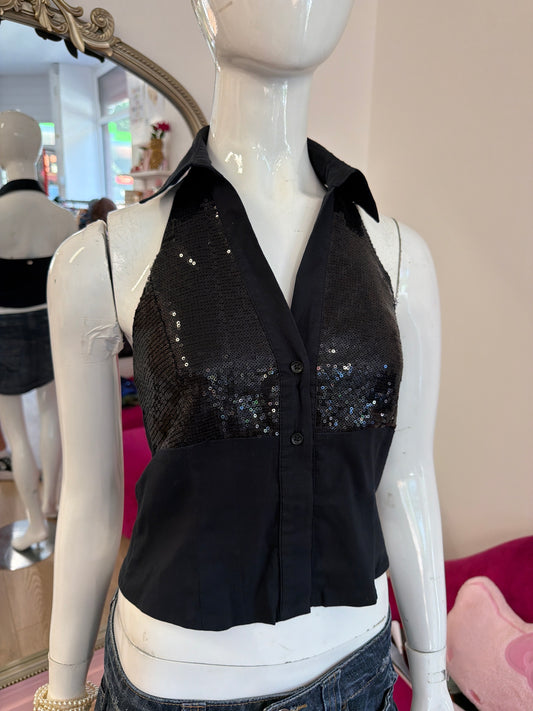 546 Black motivi sequin top