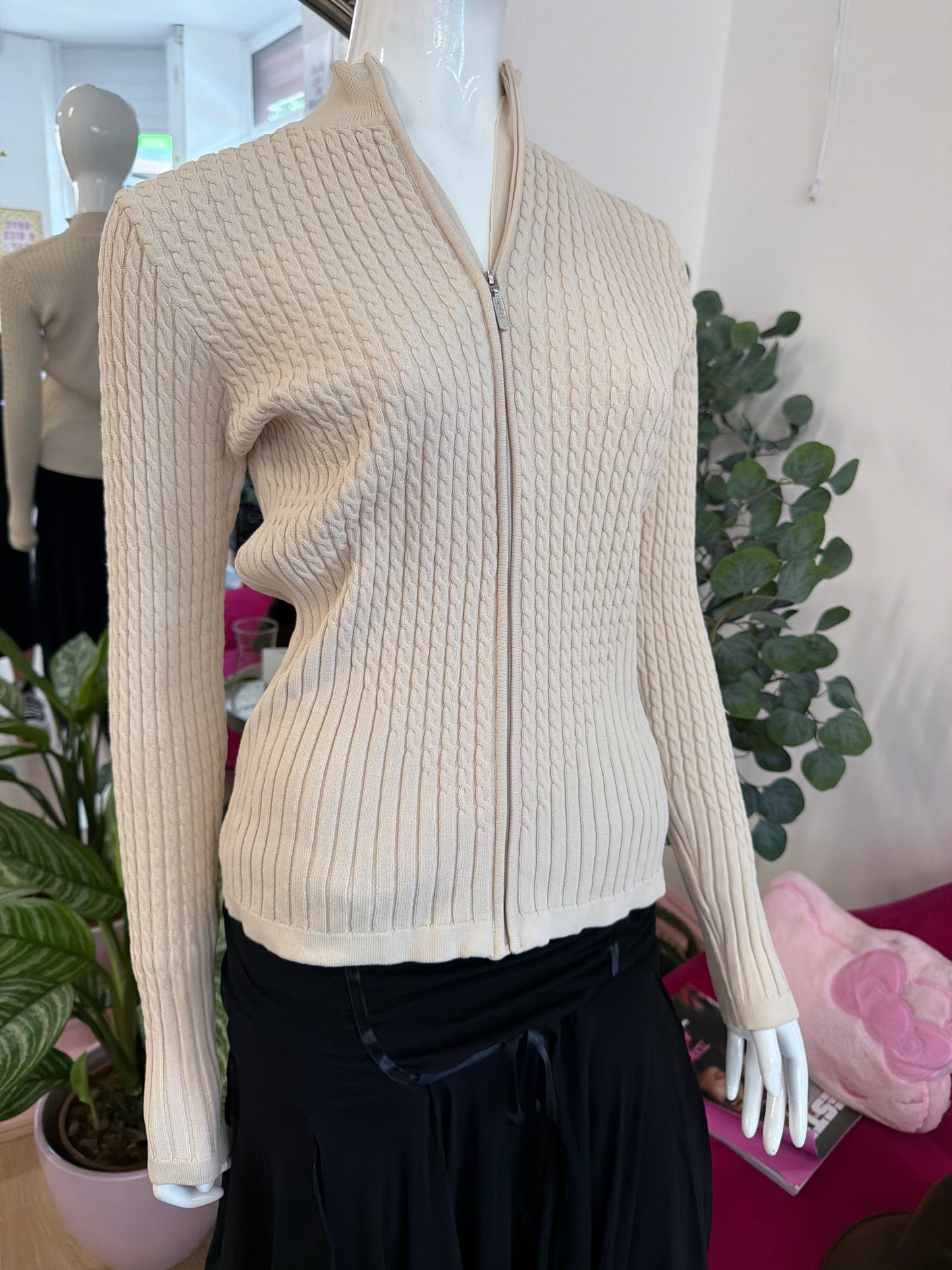 408 ribbed zip up knit jumper