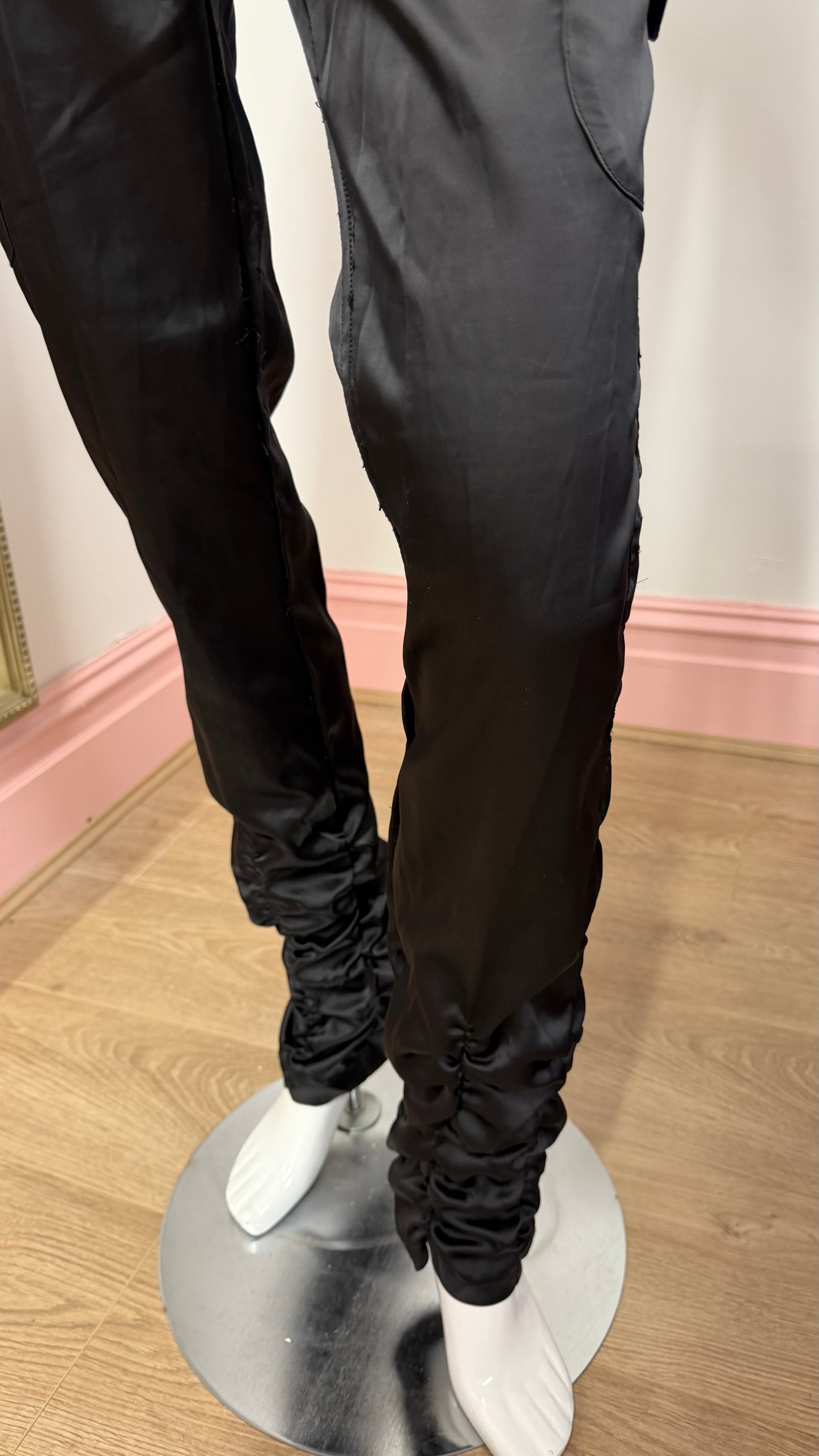 157 black satin trousers