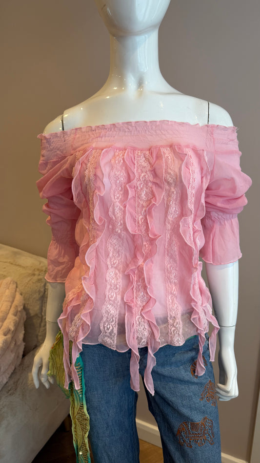 4 Pink mesh top