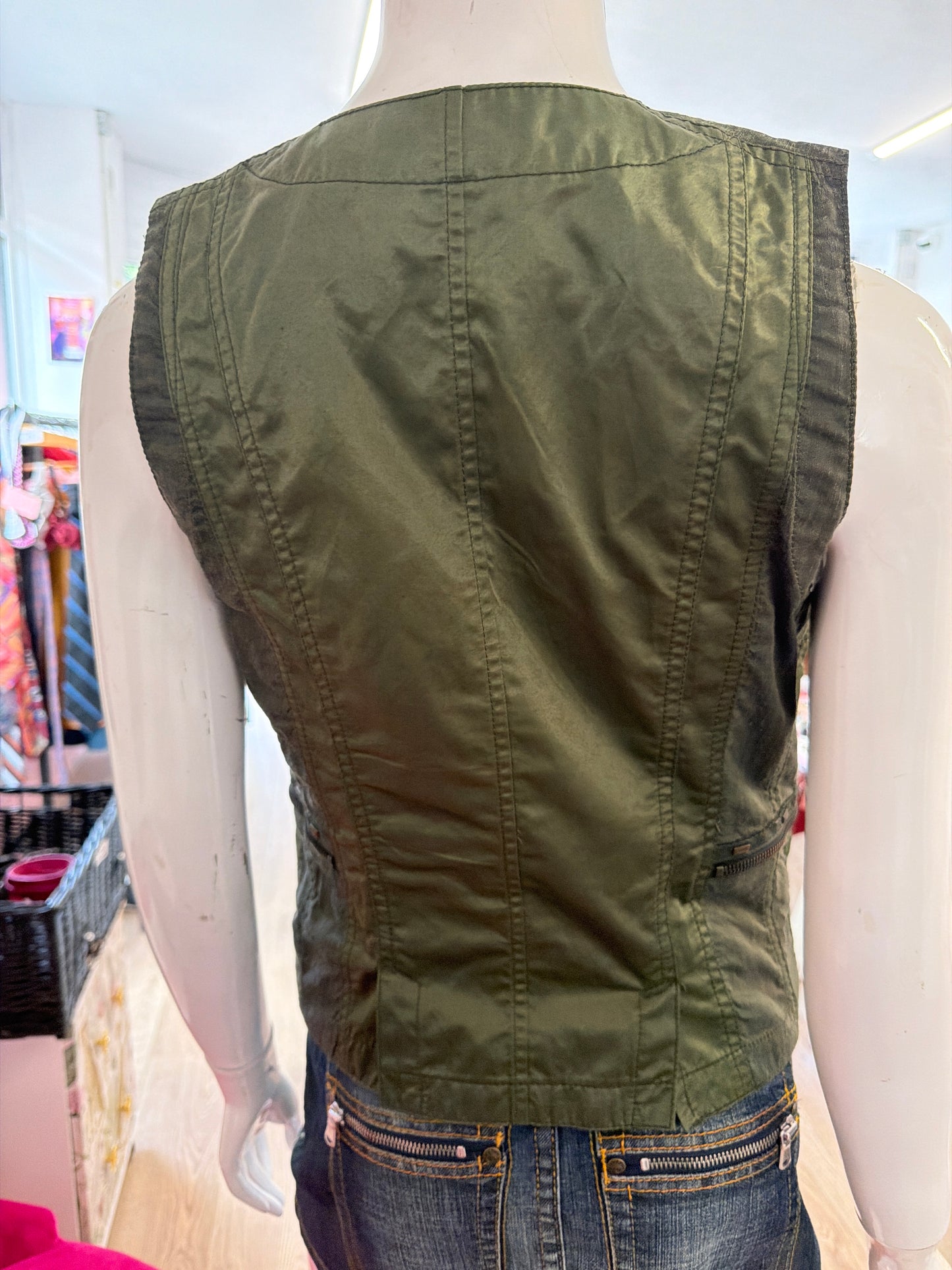 651 BIBA Camo waistcoat size Uk 10 fits oversized