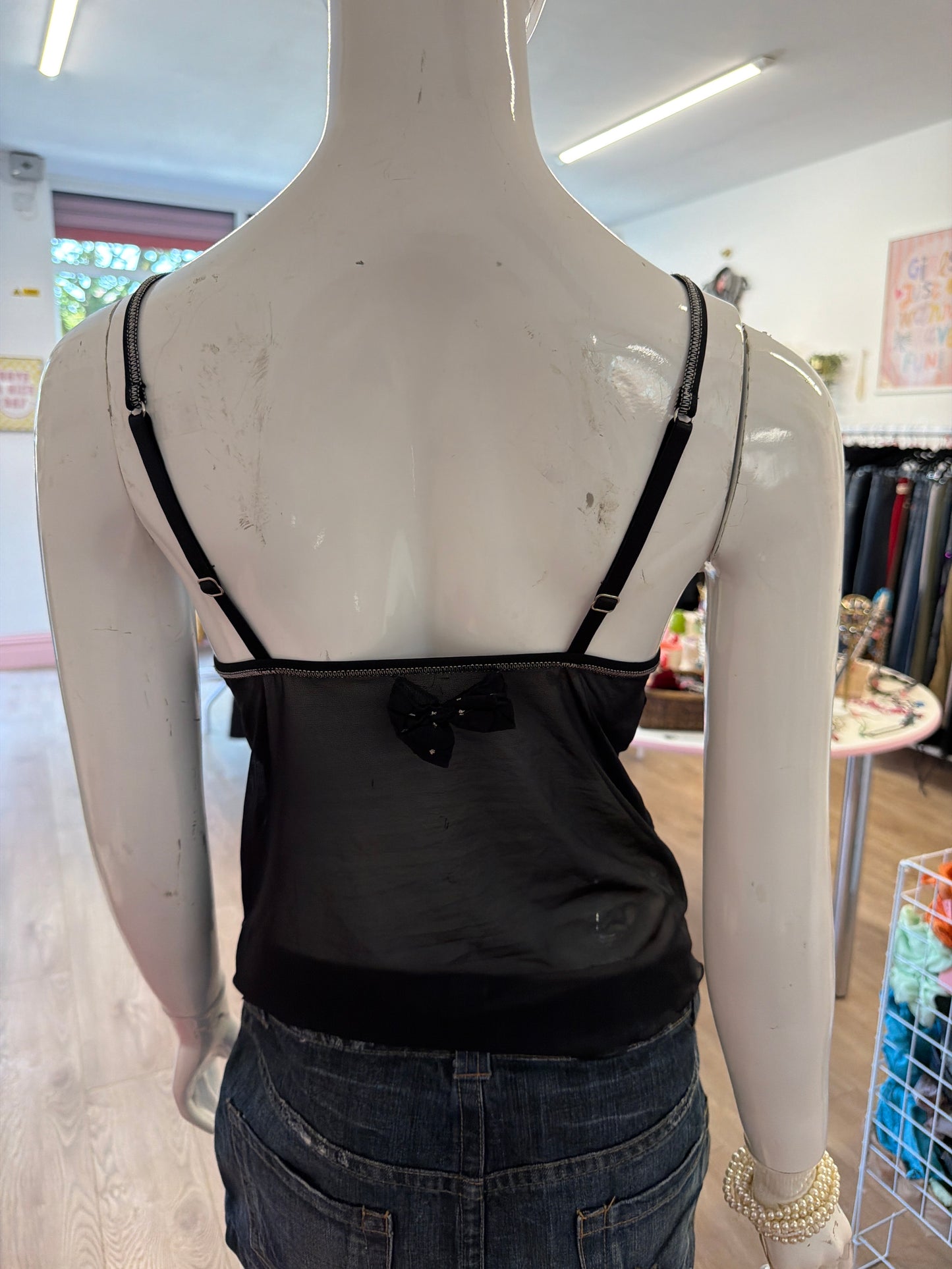 536 Black sparkle cami top