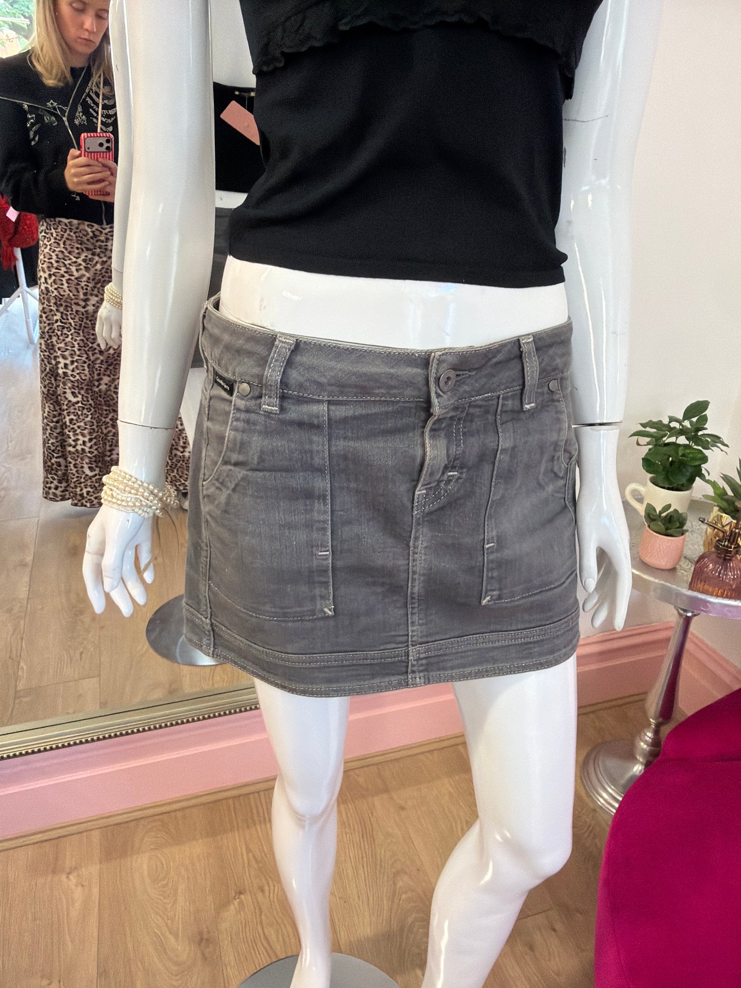 533 Calvin Klein grey denim skirt