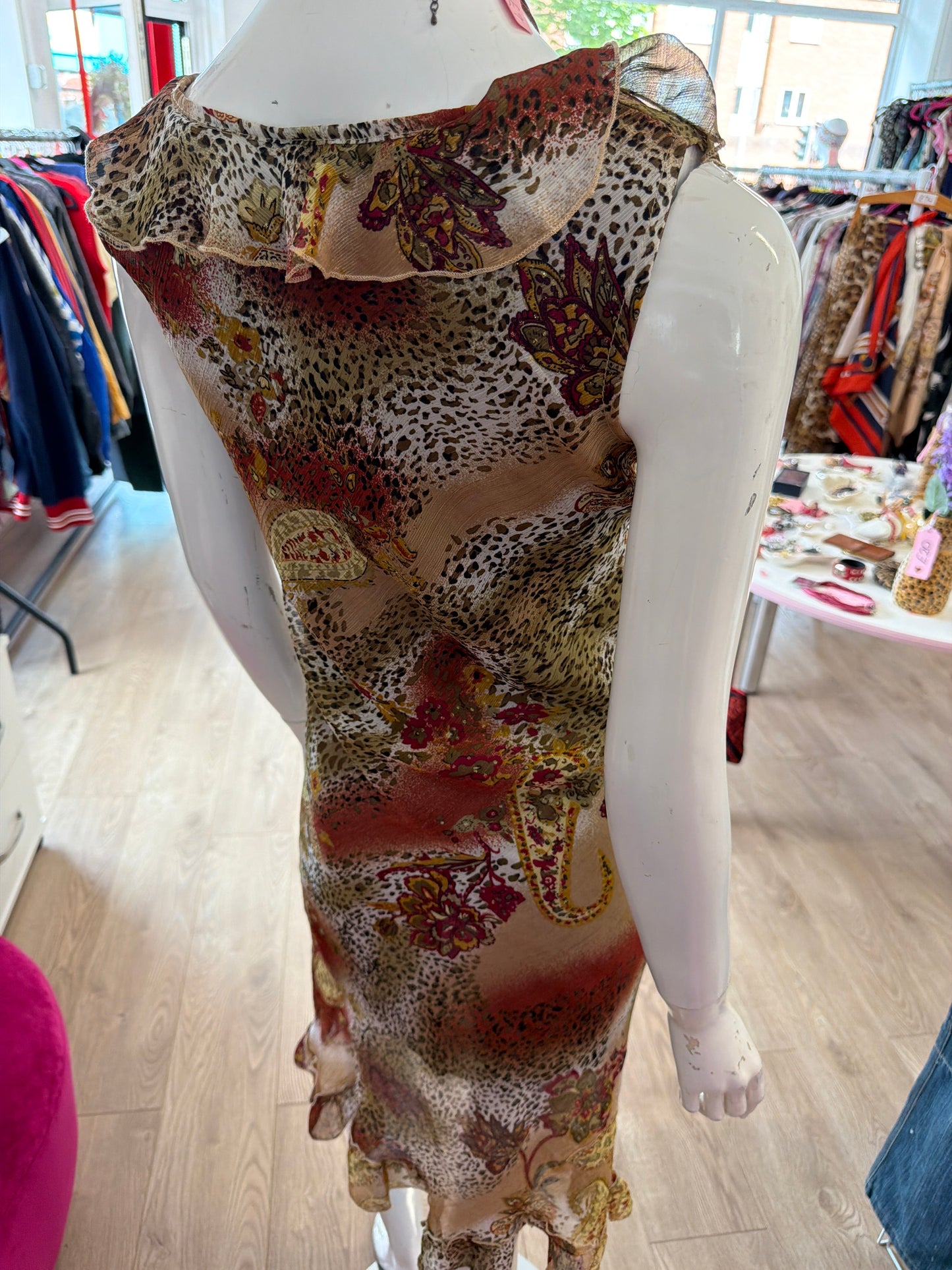 487 Leopard & flower mesh dress
