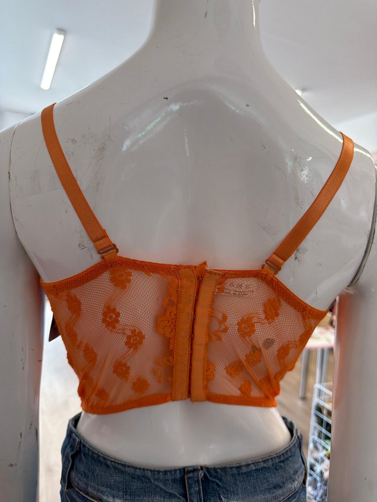 529 Orange lace corset