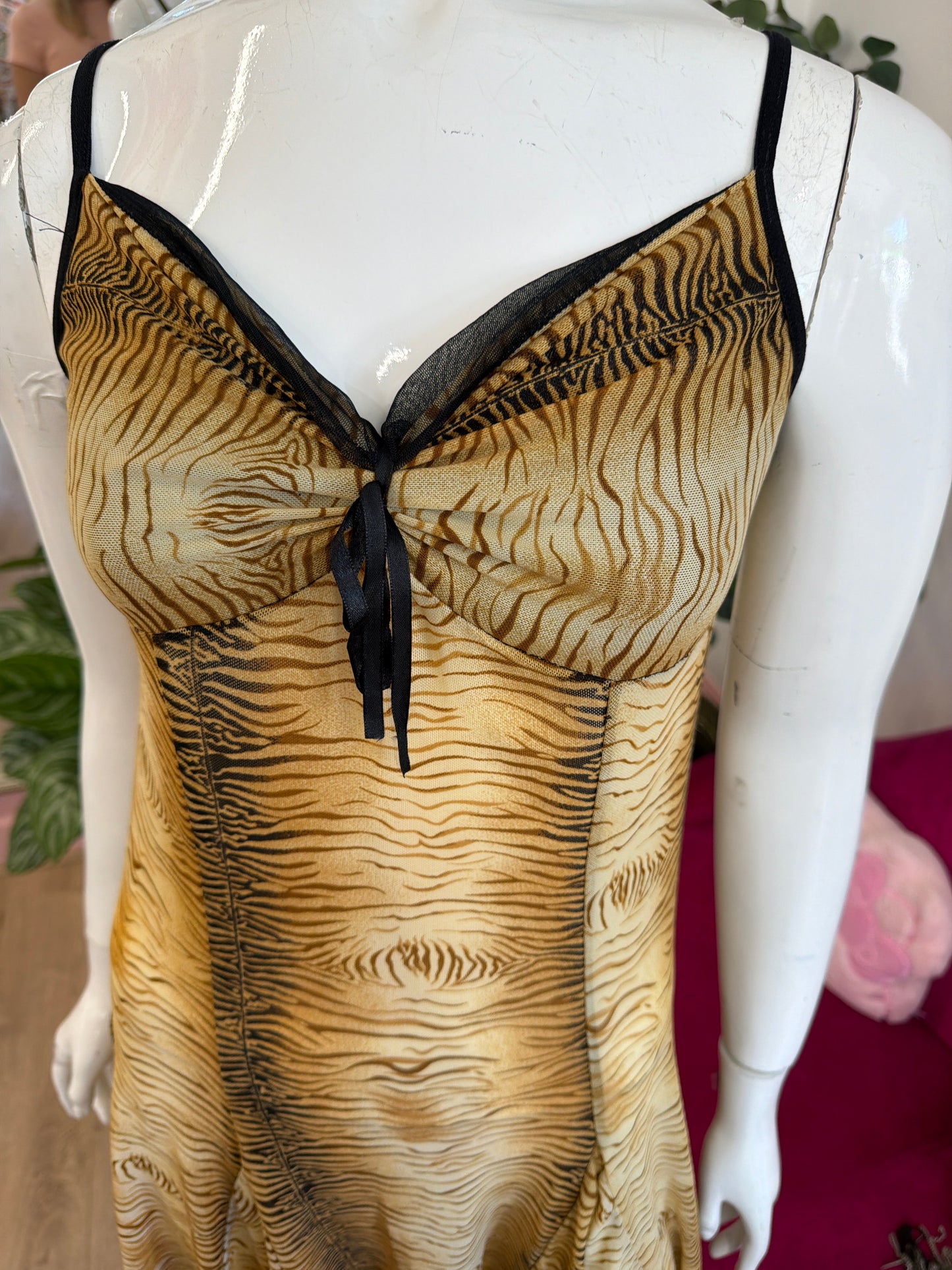445 Animal print mesh sheet dress