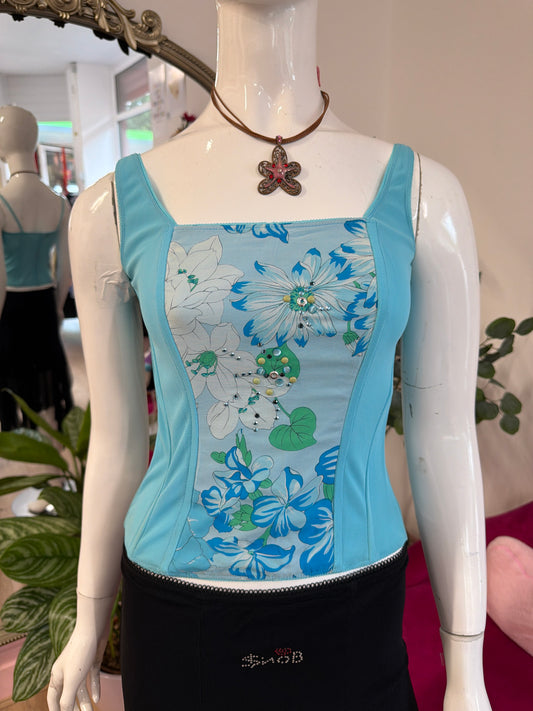 465 Blue corset style top