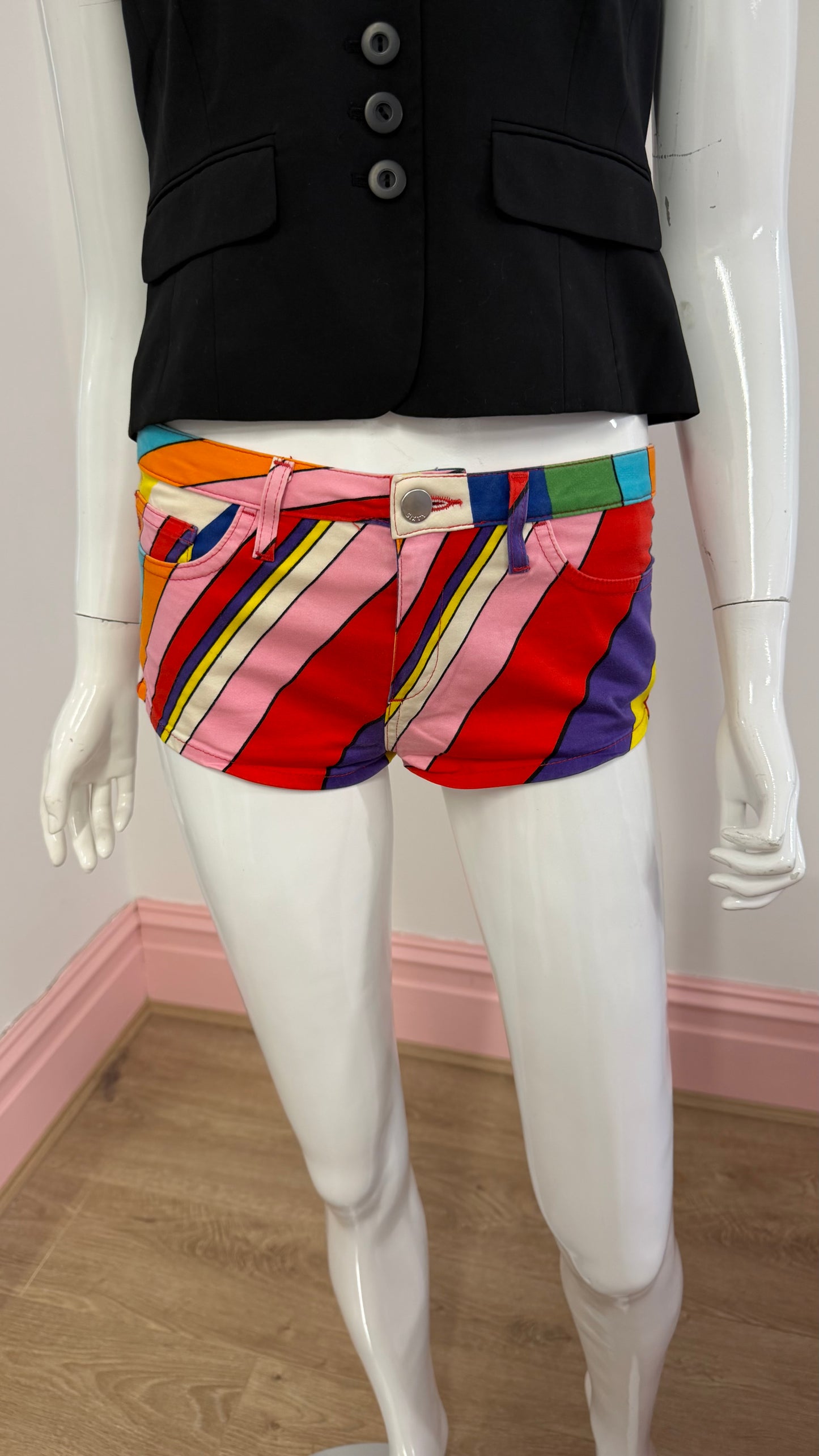 210 Miss sixty colorful abstract mini shorts