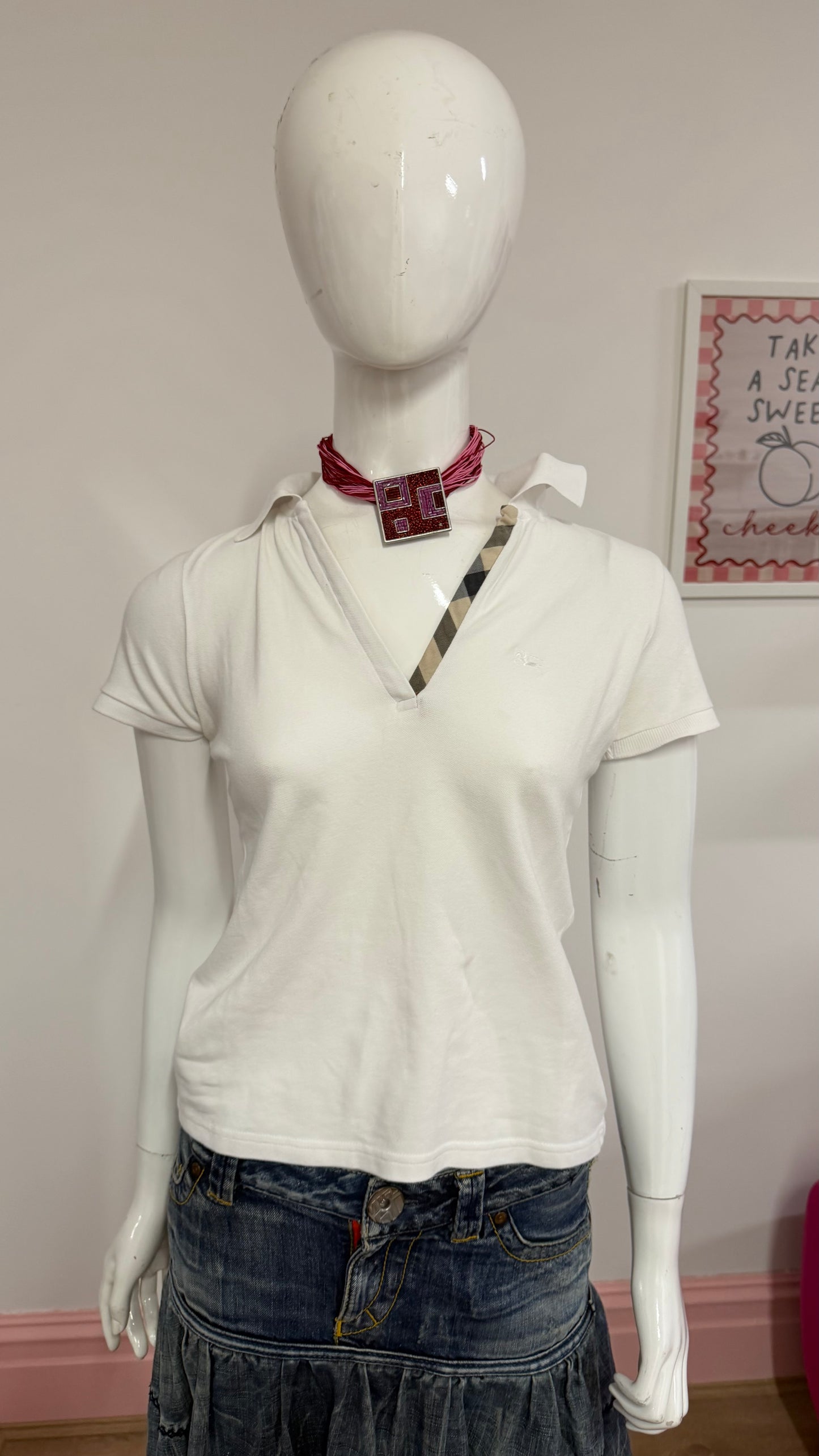 146 White Burberry polo shirt