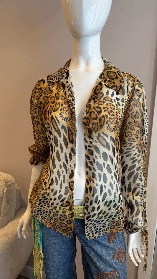 6 Leopard print mesh shirt