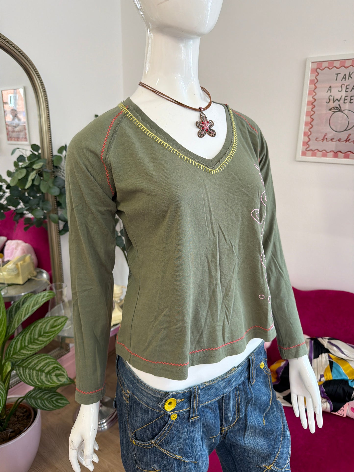 486 Khaki Green top