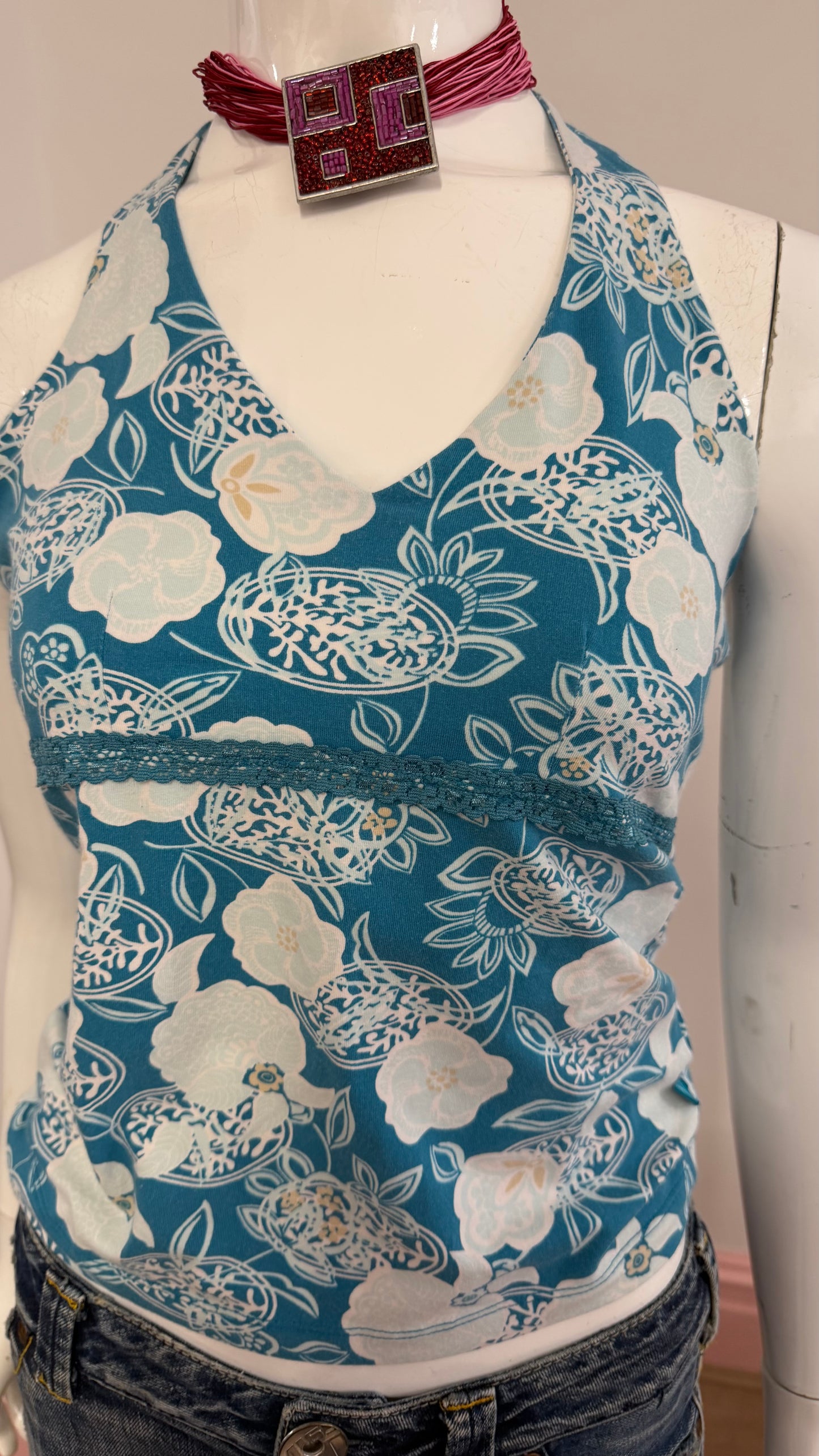60 blue halter neck top