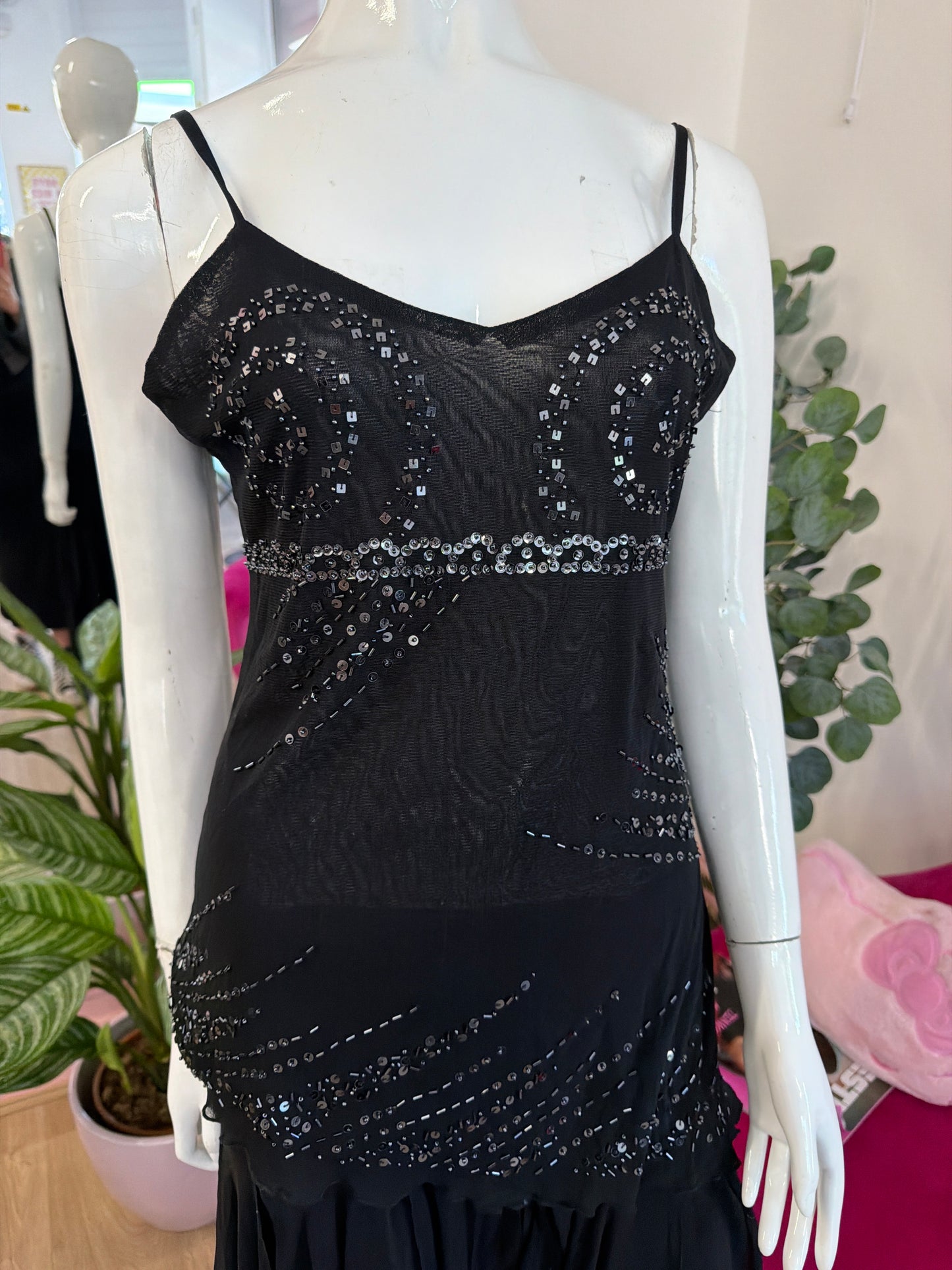393 Sequin black cami top