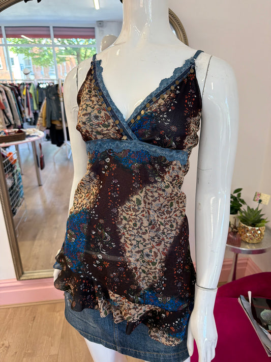 540 floral mesh cami top