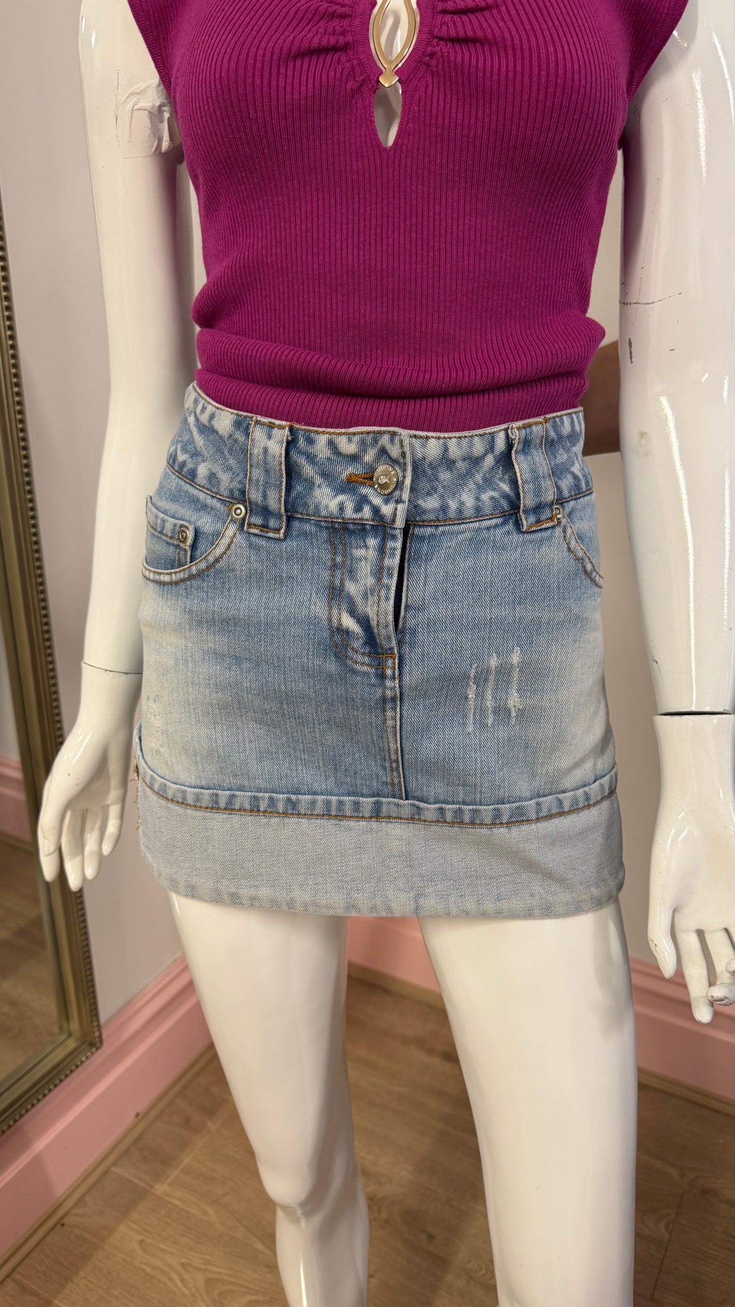 175 fishbone denim mini skirt