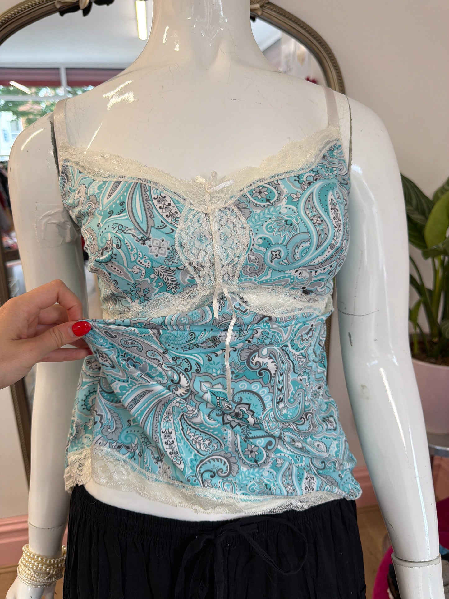 508 blue Paisley cami top