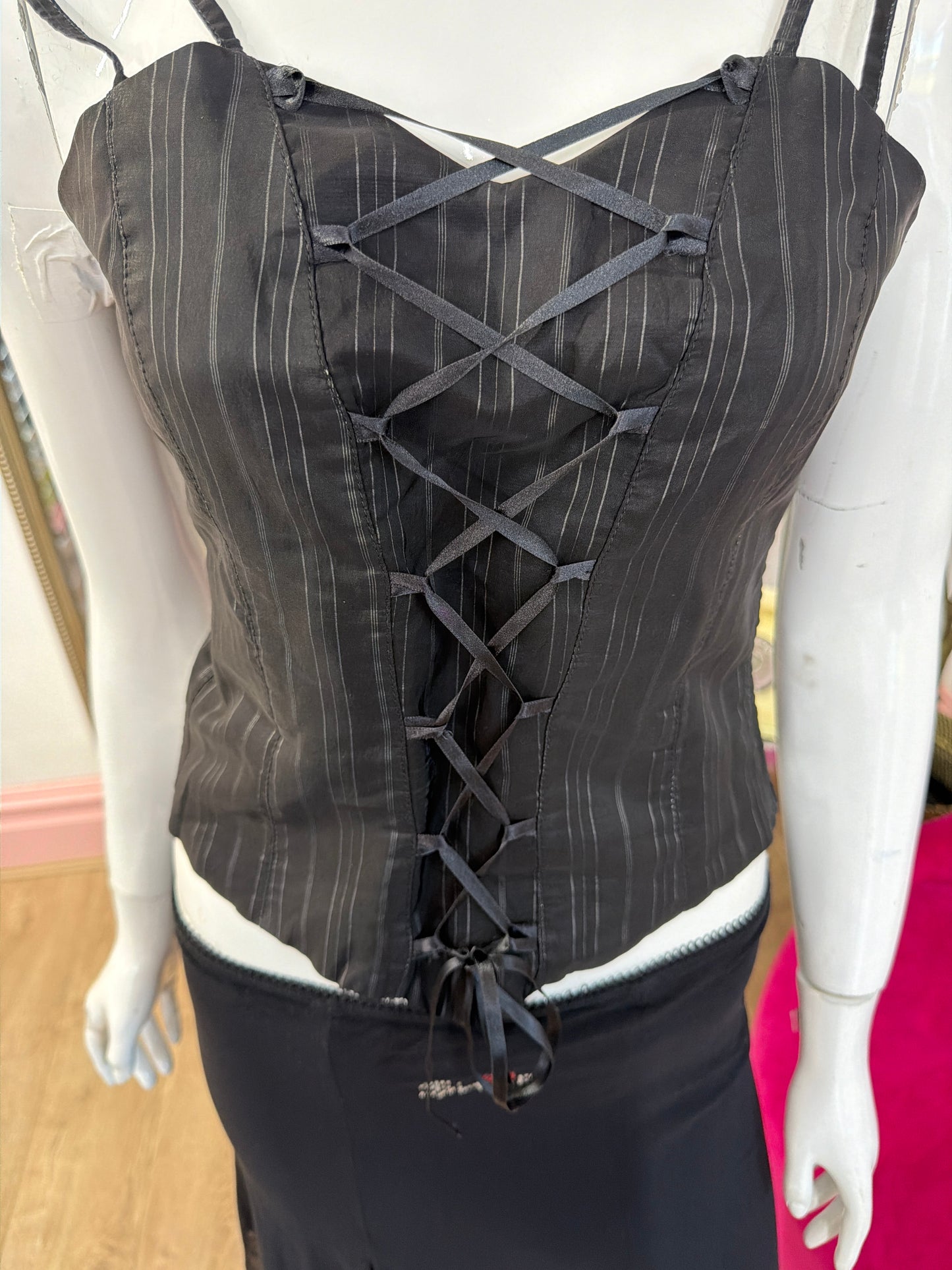 474 pinstripe corset top