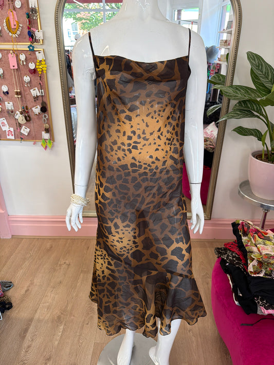 516 giraffe print mesh dress