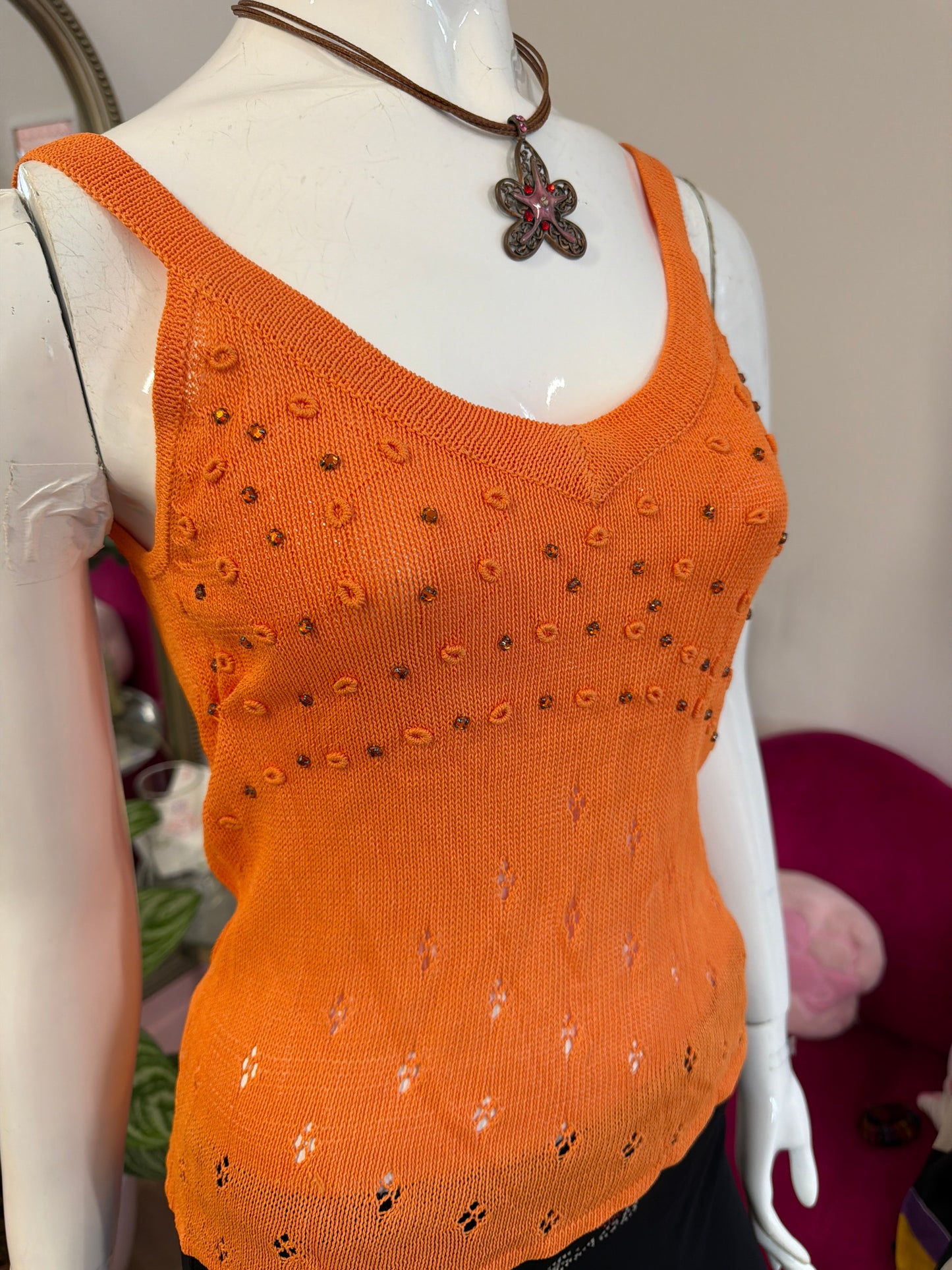 456 Orange knit cami