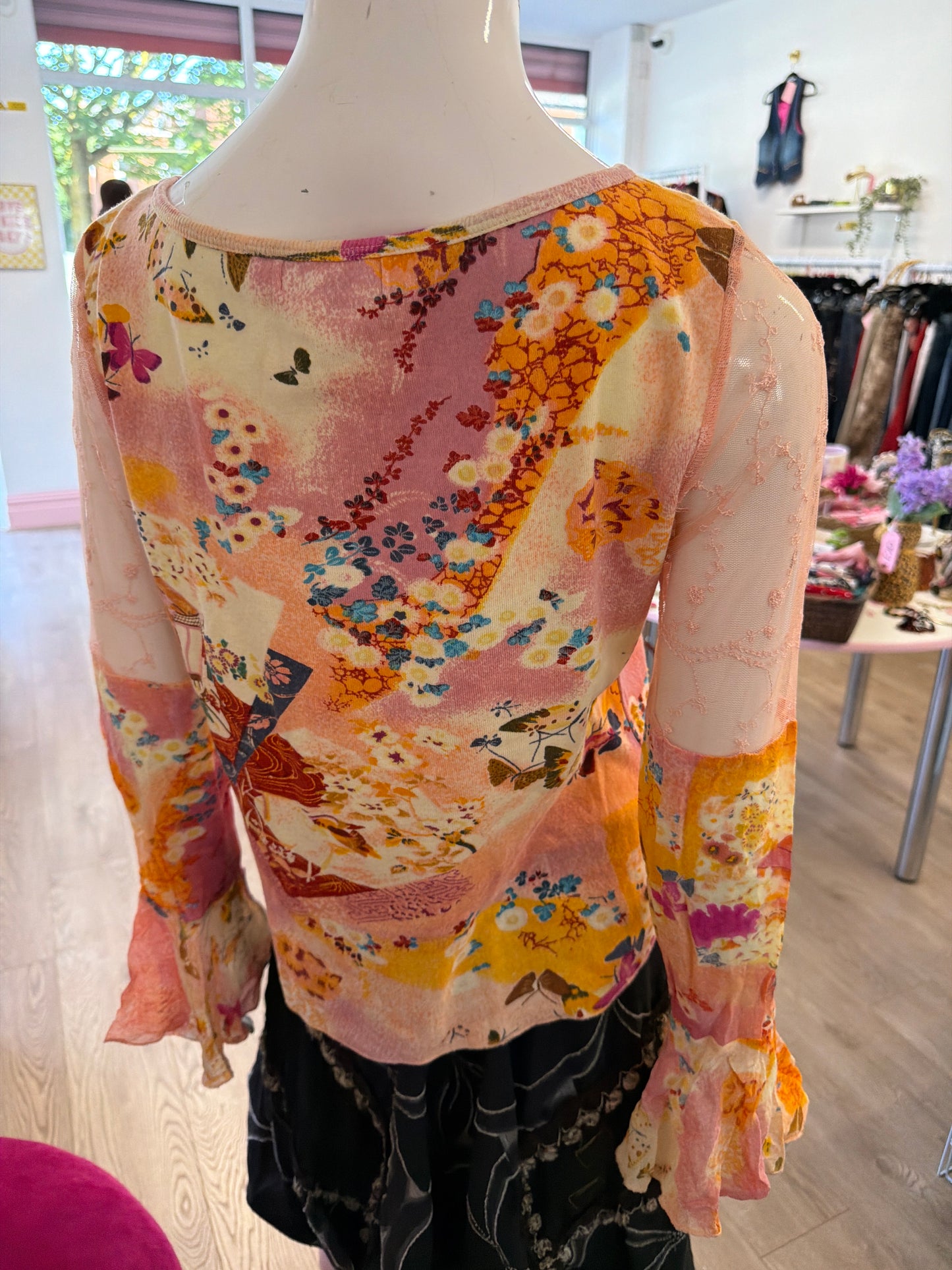438 pink top mesh sleeves