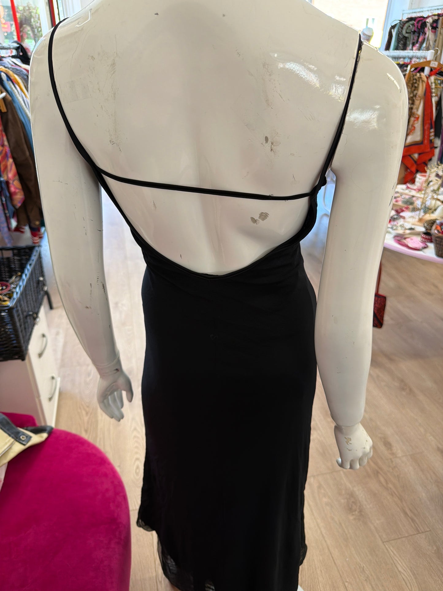 444 Pinko long black meshed dress
